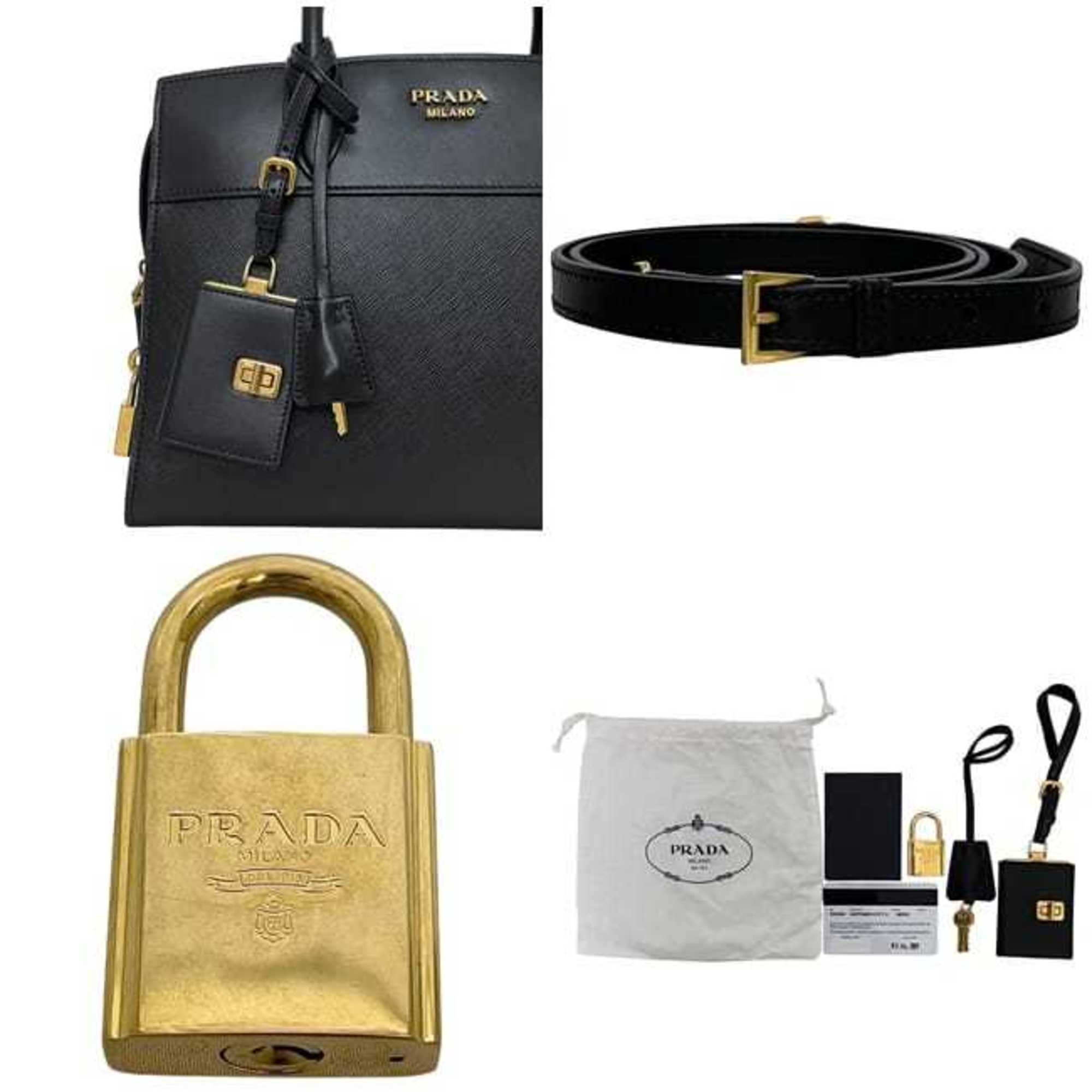 Prada Black Nero Leather Handbag Shoulder Bag (Pre-Owned)