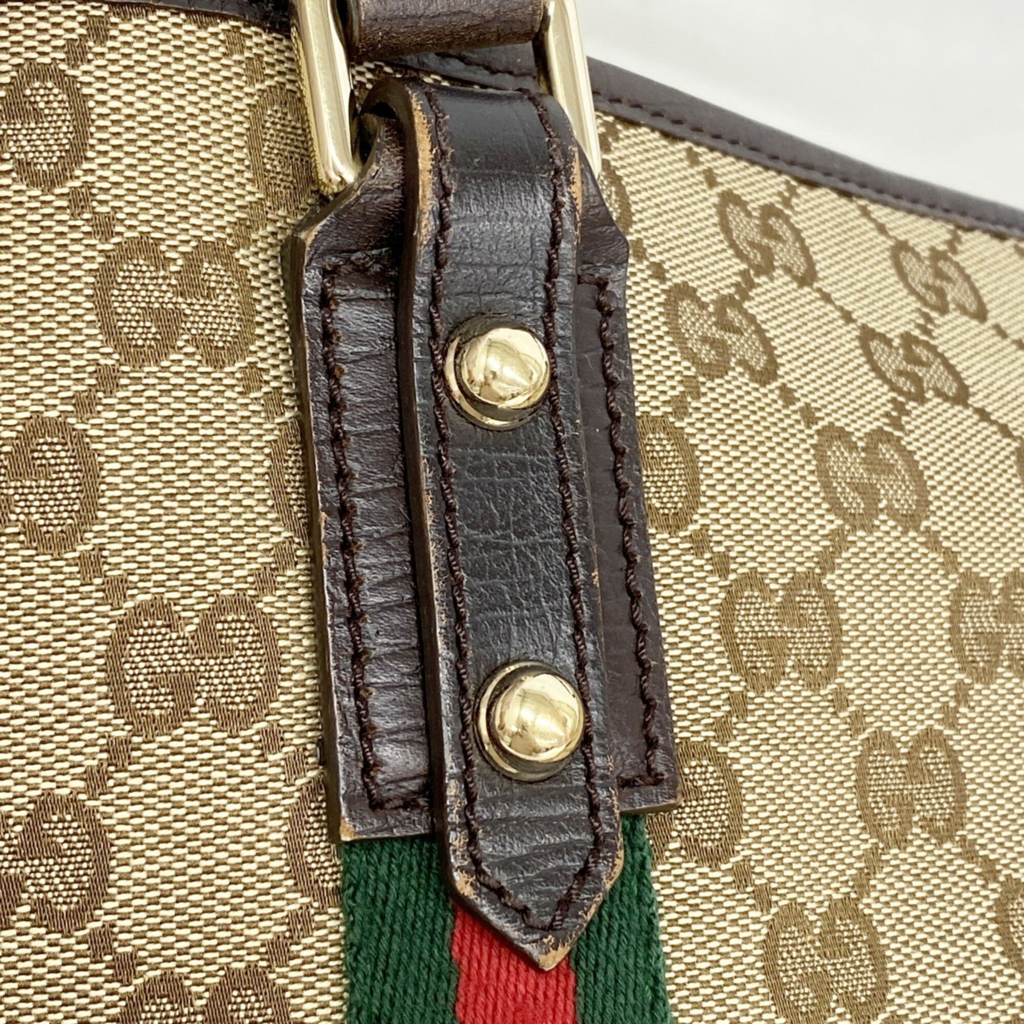 Gucci Beige Brown Canvas Tote Bag (Pre-Owned)