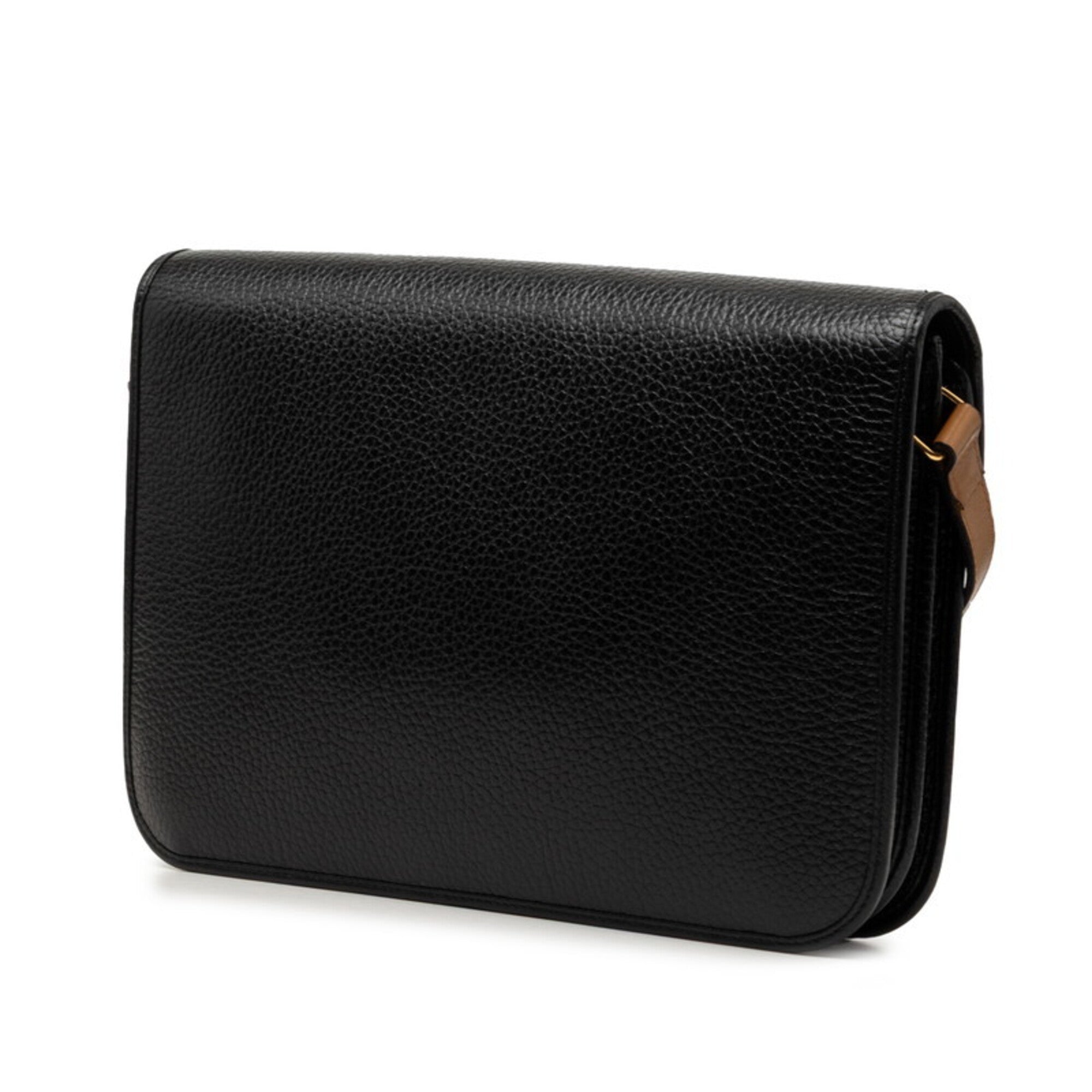Christian Dior Black Brown Leather Shoulder Bag (Pre-Owned)