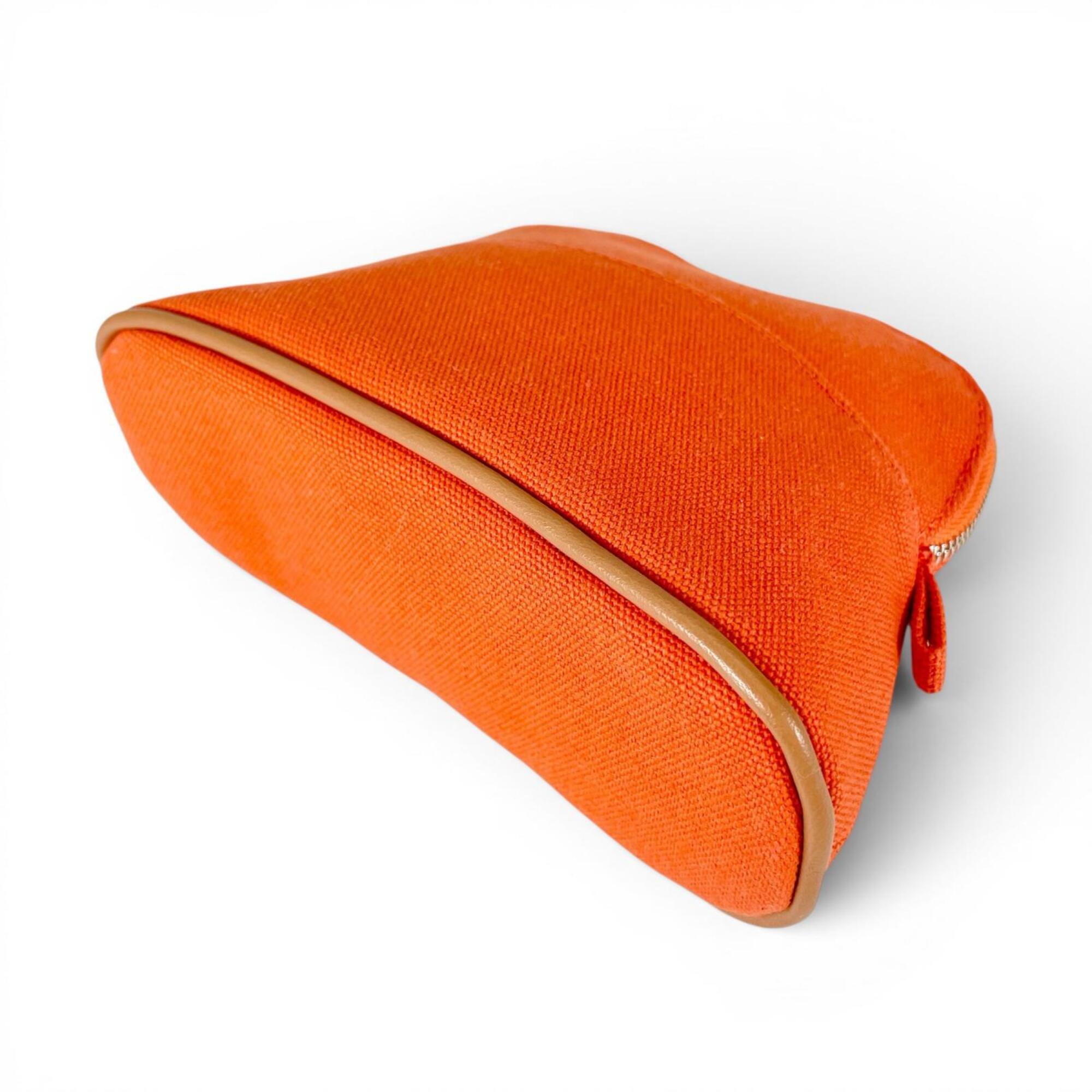 Hermes Orange Cotton Elastane Polyamide Leather Pouch (Pre-Owned)