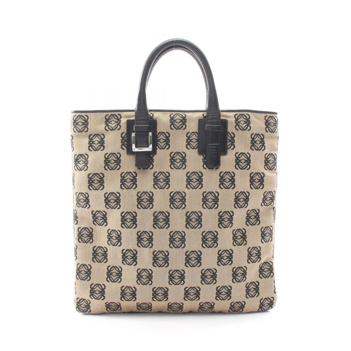Loewe Beige Black Canvas Leather Handbag Tote Bag (Pre-Owned)