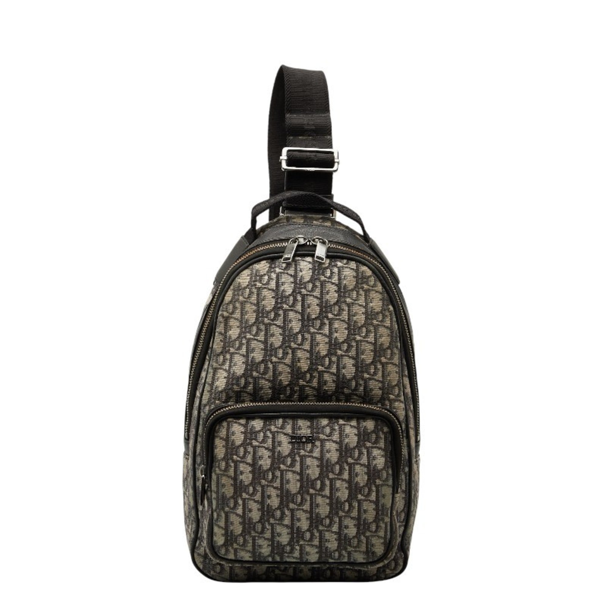 Christian Dior Beige Black Canvas Leather Shoulder Bag Sling Bag (Pre-Owned)