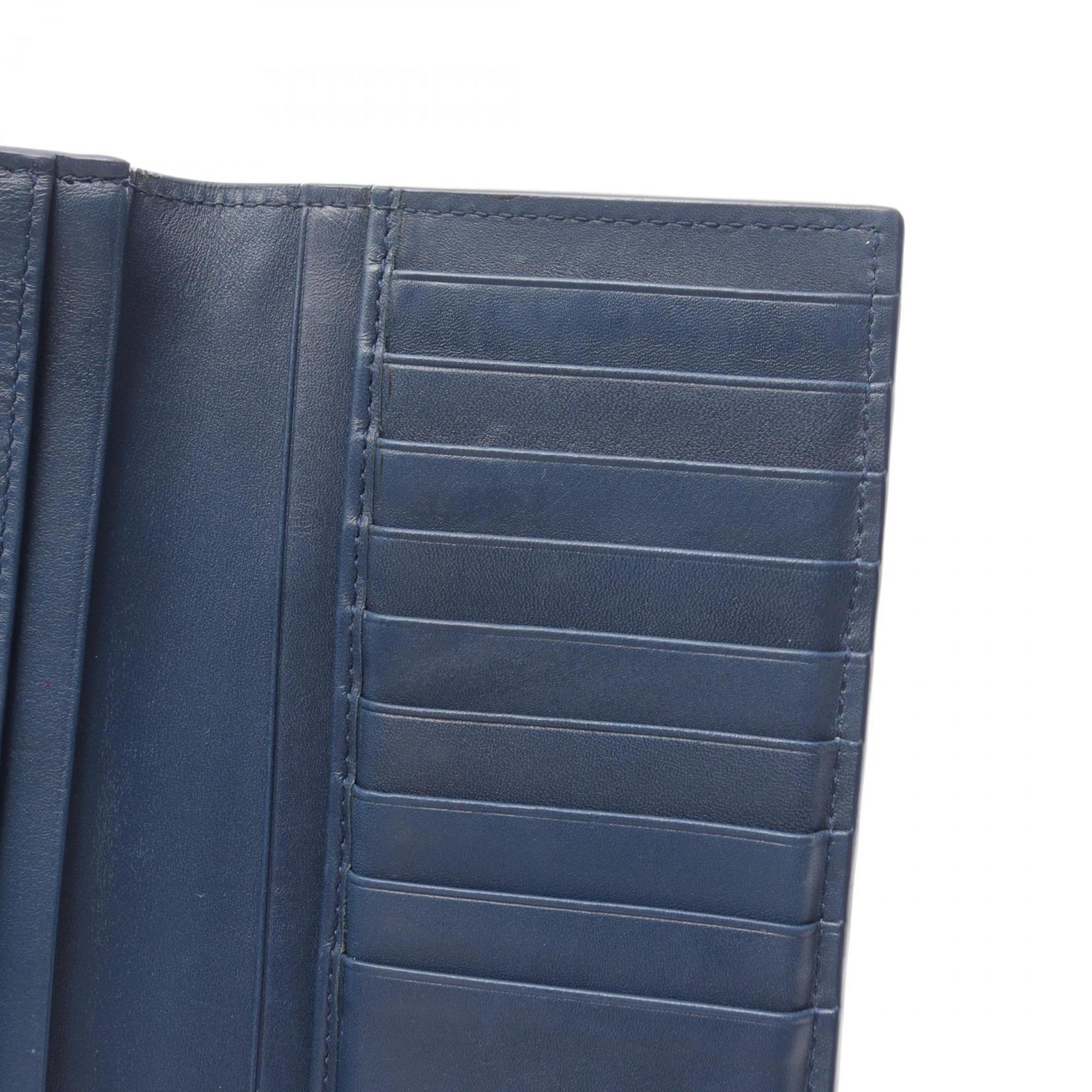 Bottega Veneta Blue Leather Long Wallet (Bi-Fold) (Pre-Owned)