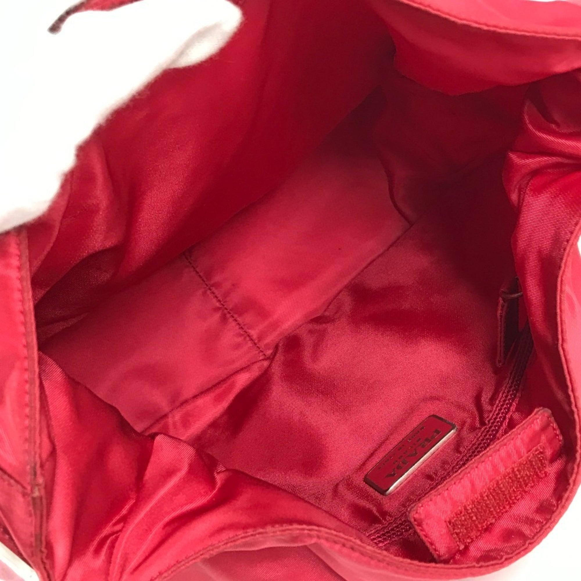 Prada Red Color Nylon Handbag Shoulder Bag (Pre-Owned)