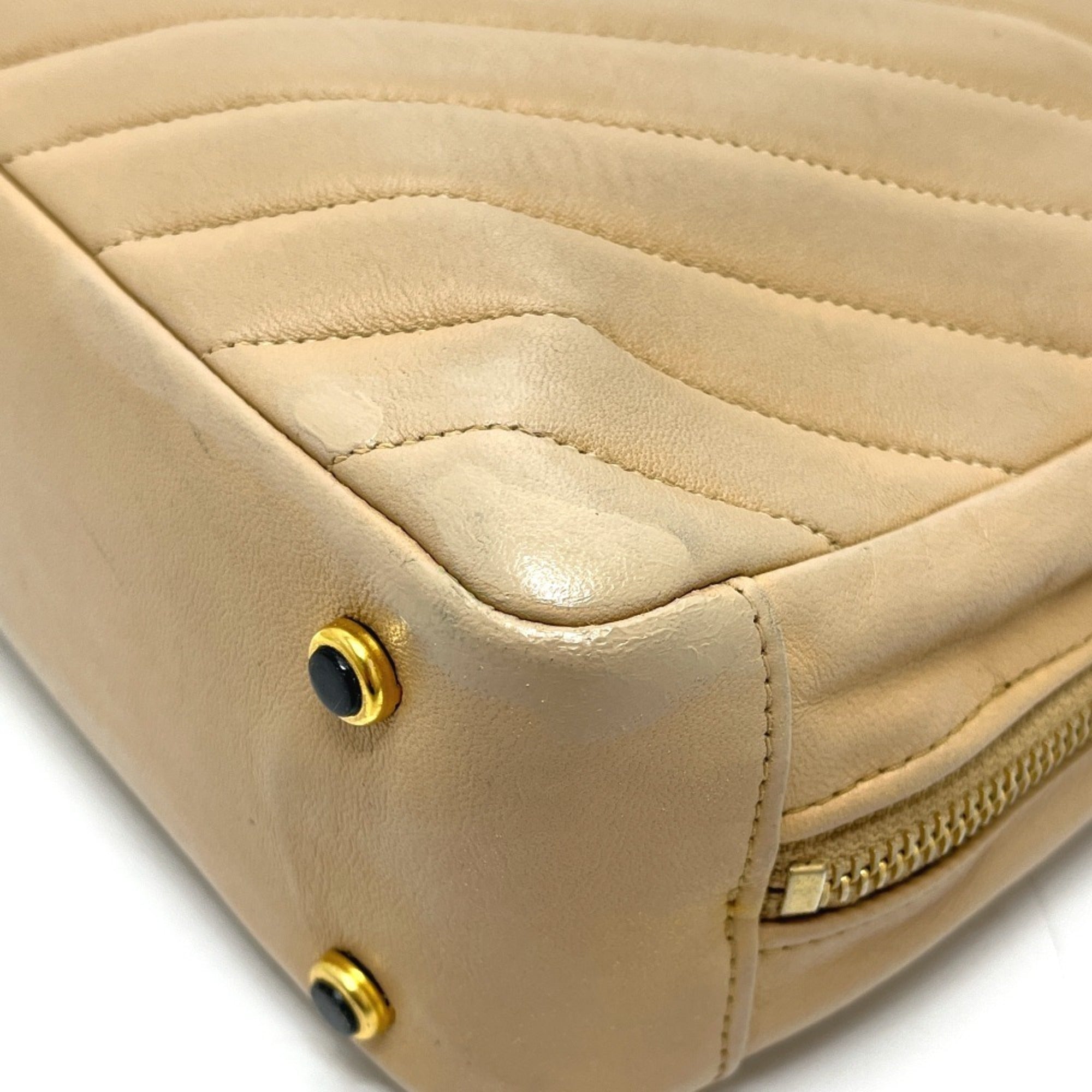 Chanel Beige Leather Handbag Shoulder Bag (Pre-Owned)