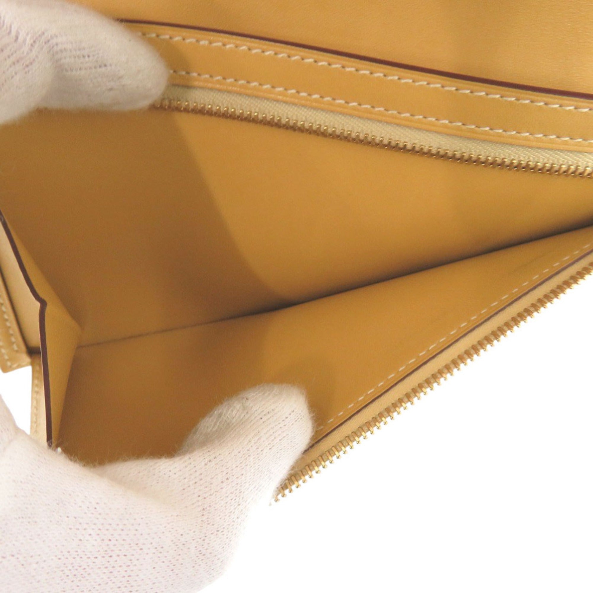 Hermes Yellow Tadelakt Leather Long Wallet (Bi-Fold) (Pre-Owned)