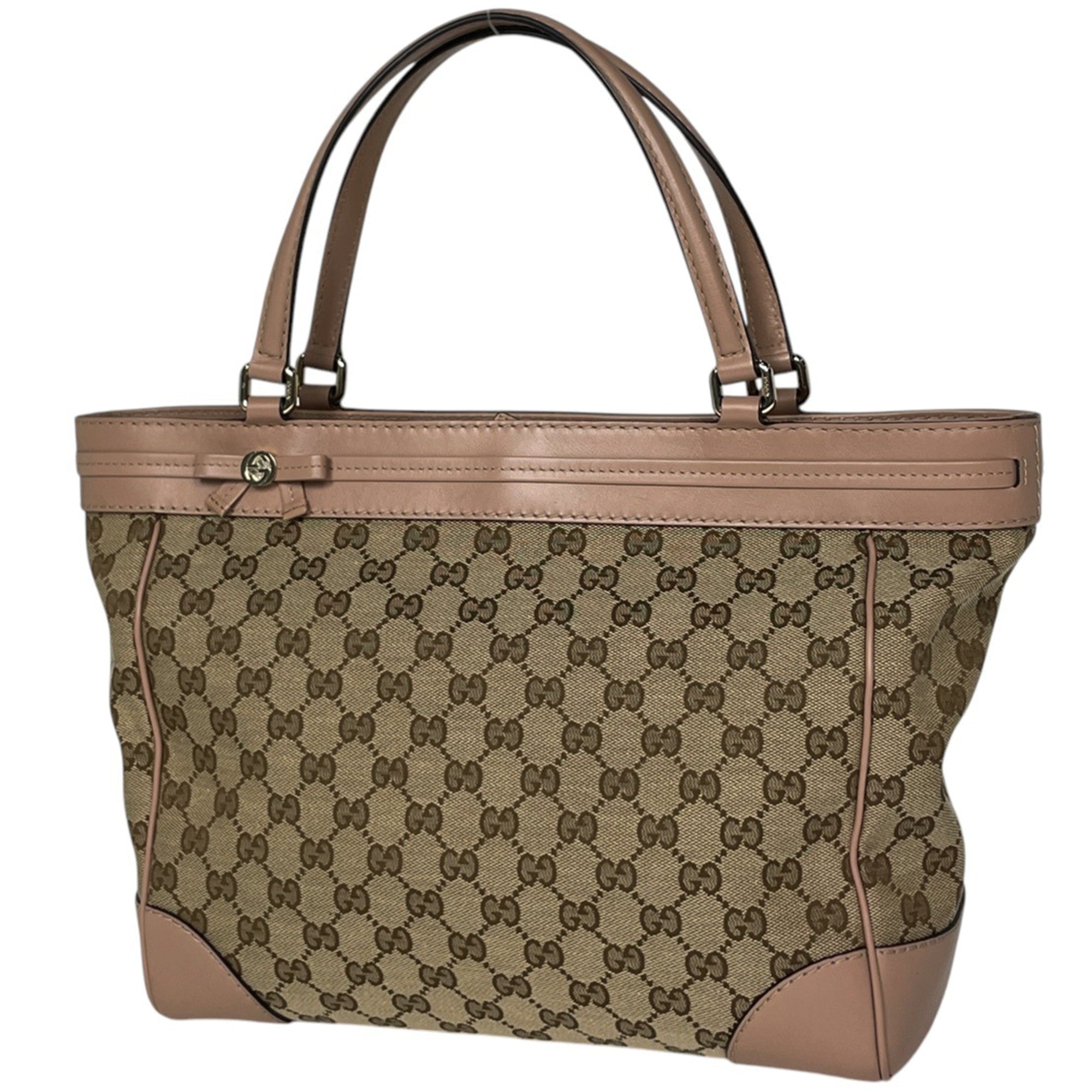 Gucci Beige Pink Gg Canvas Leather Handbag (Pre-Owned)