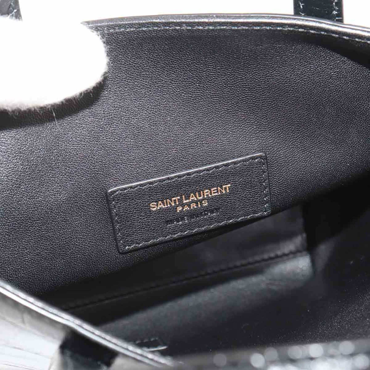 Saint Laurent Black Leather Handbag Tote Bag (Pre-Owned)