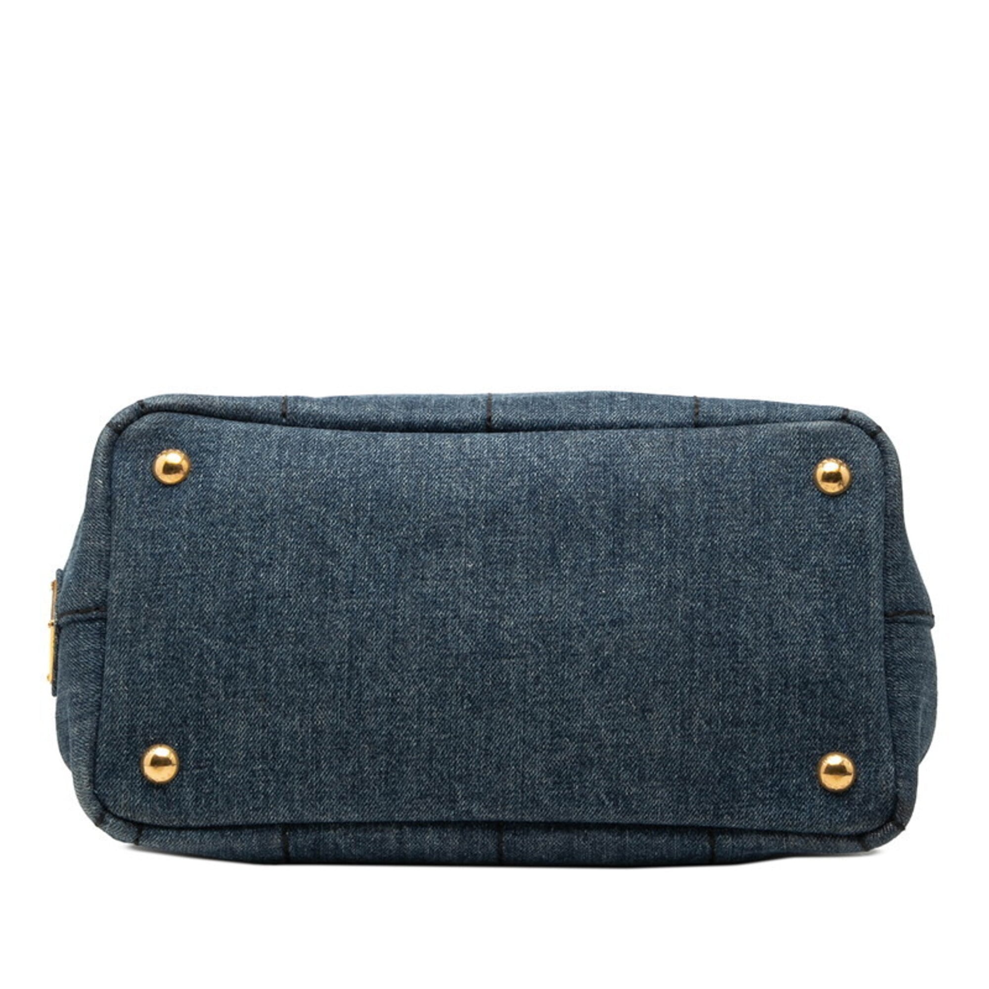 Prada Blue Canapa Denim Shoulder Bag Tote Bag (Pre-Owned)