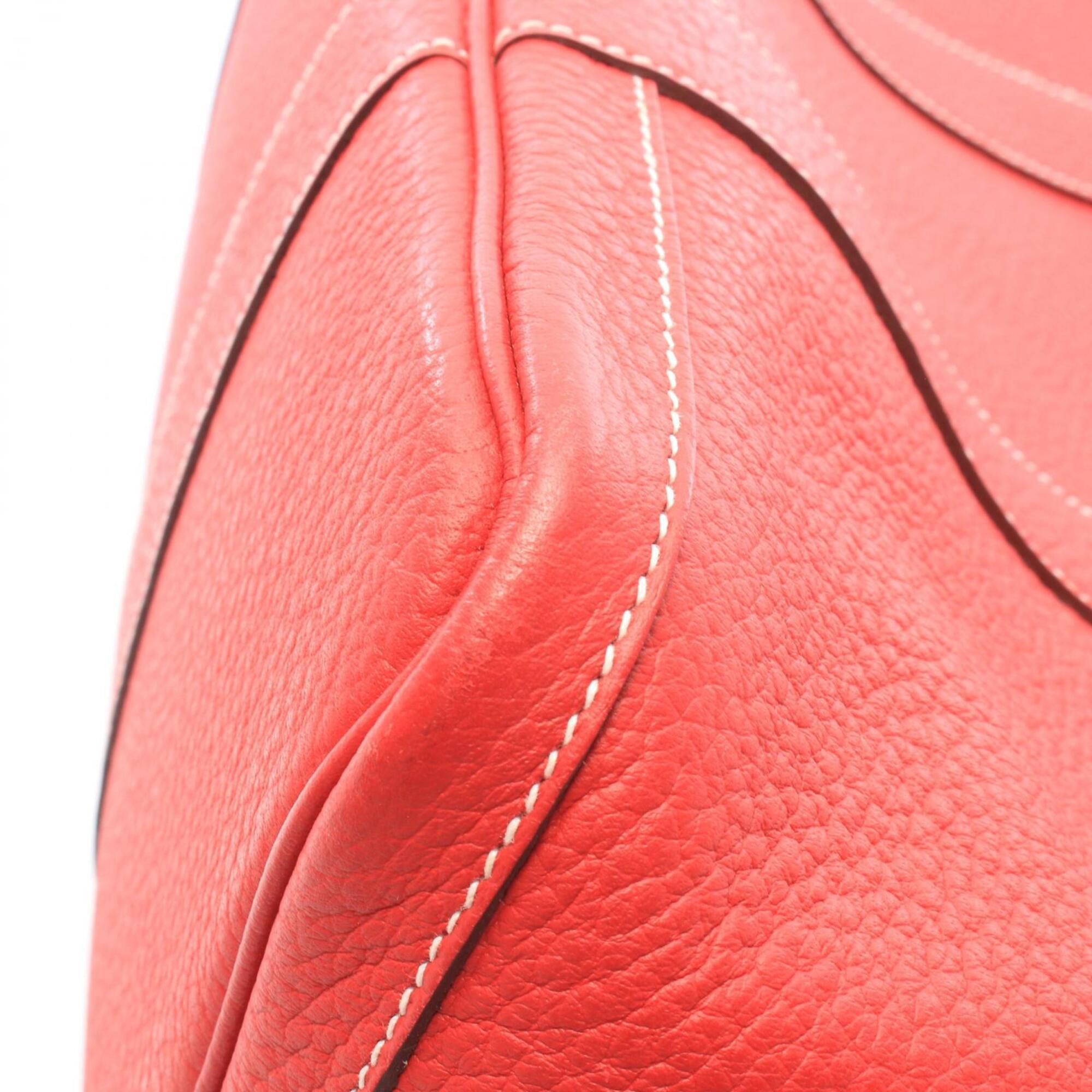 Hermes Red Color Rouge Casaque Country Leather Handbag Tote Bag (Pre-Owned)