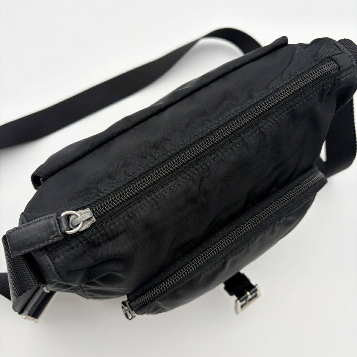 Prada Black Nylon Leather Shoulder Bag (Pre-Owned)