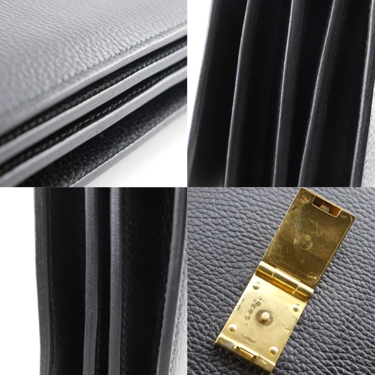 Hermes Sac A Depeche Black Fjord Leather Briefcase (Pre-Owned)