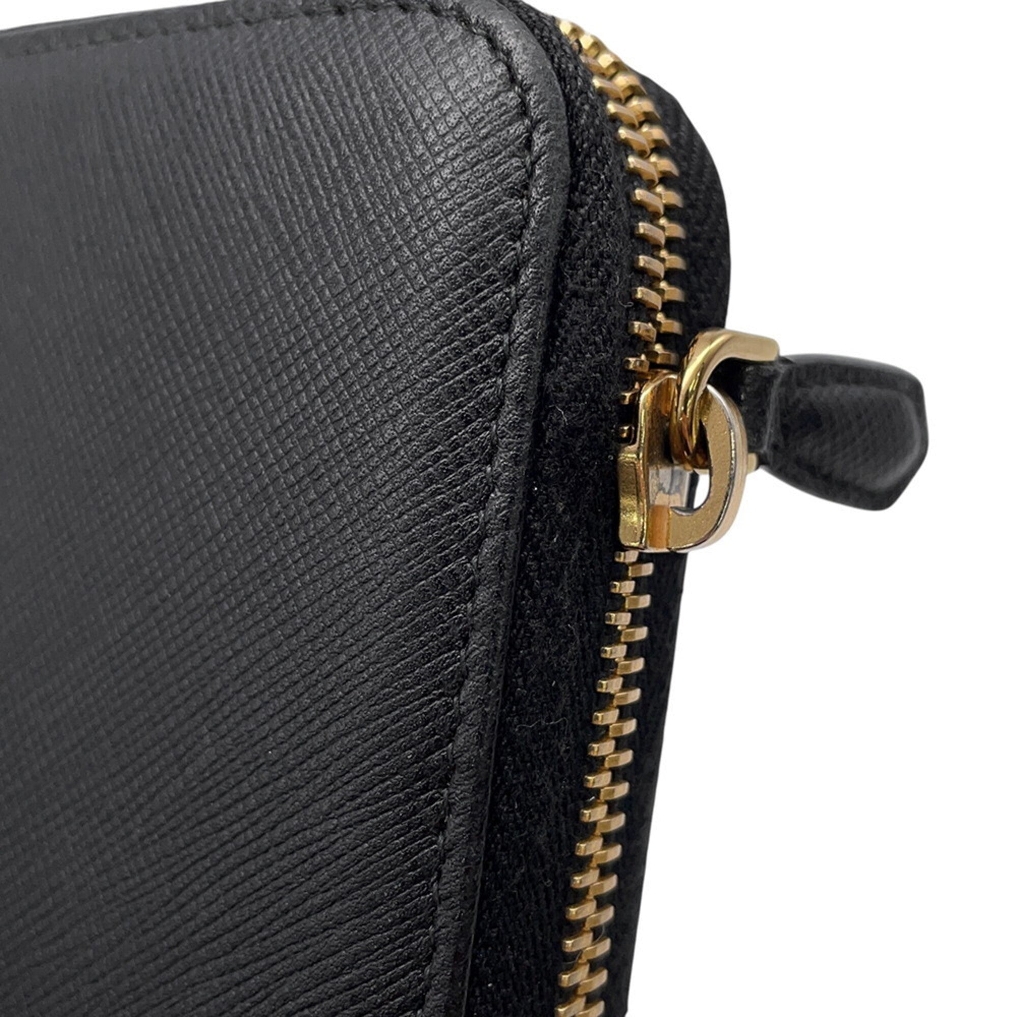 Prada Black Saffiano Triangle Long Wallet (Bi-Fold) (Pre-Owned)
