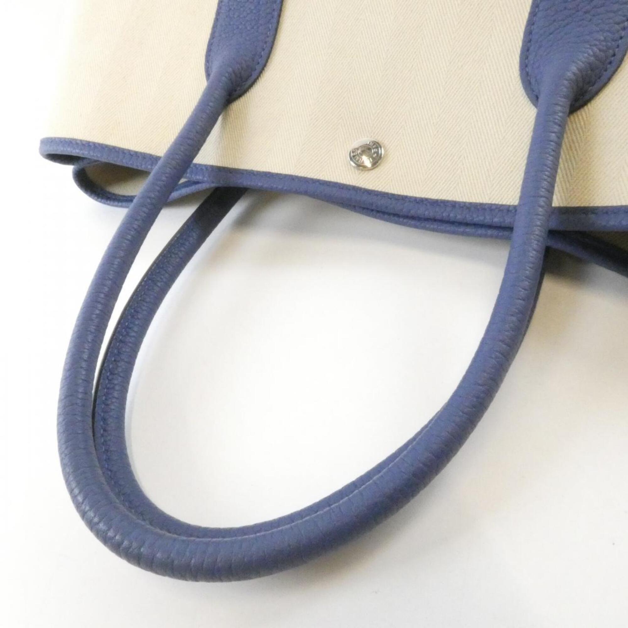 Hermes Blue Toile Chevron Negonda Leather Handbag (Pre-Owned)