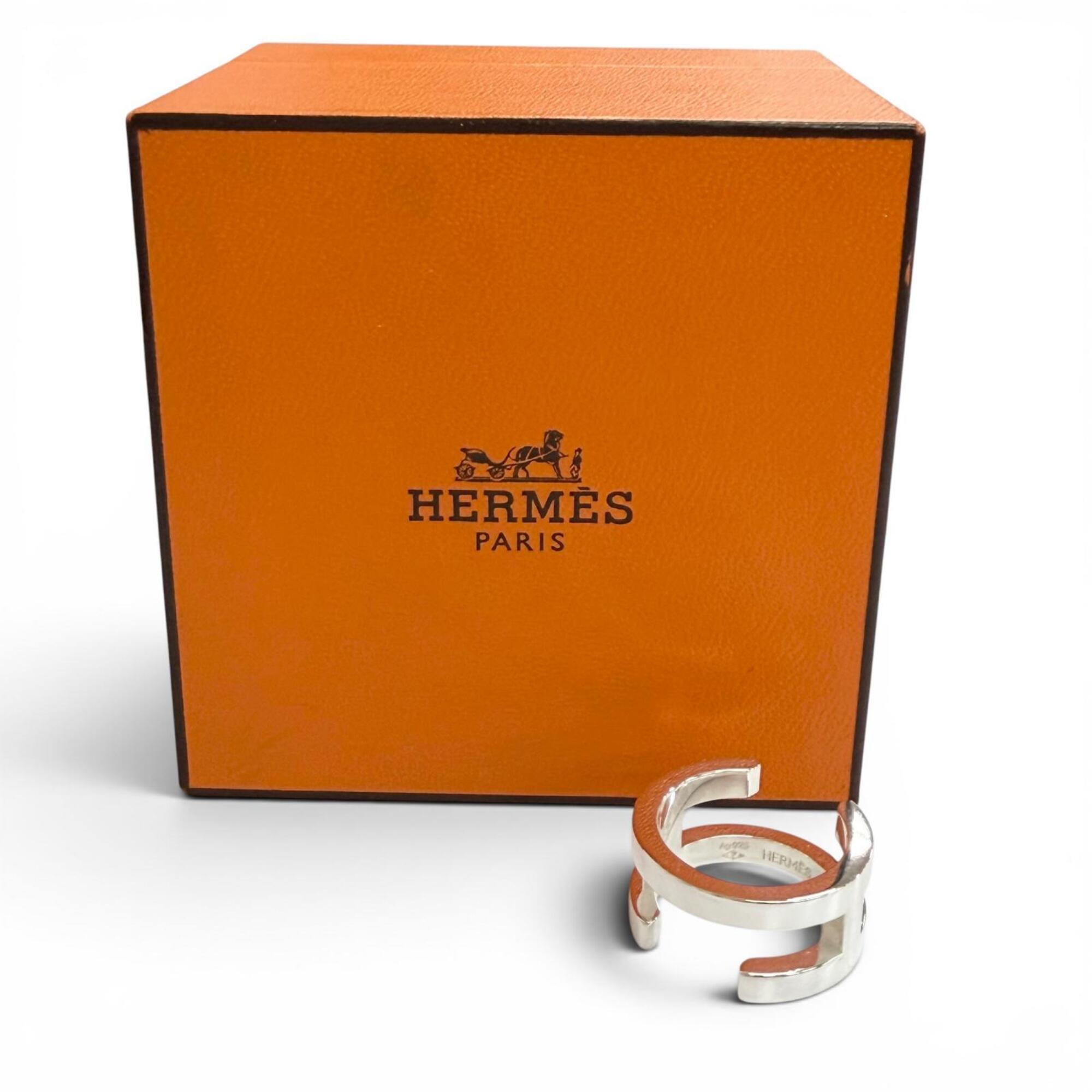 Hermes Silver Silver 925 Band Ring (Pre-Owned)