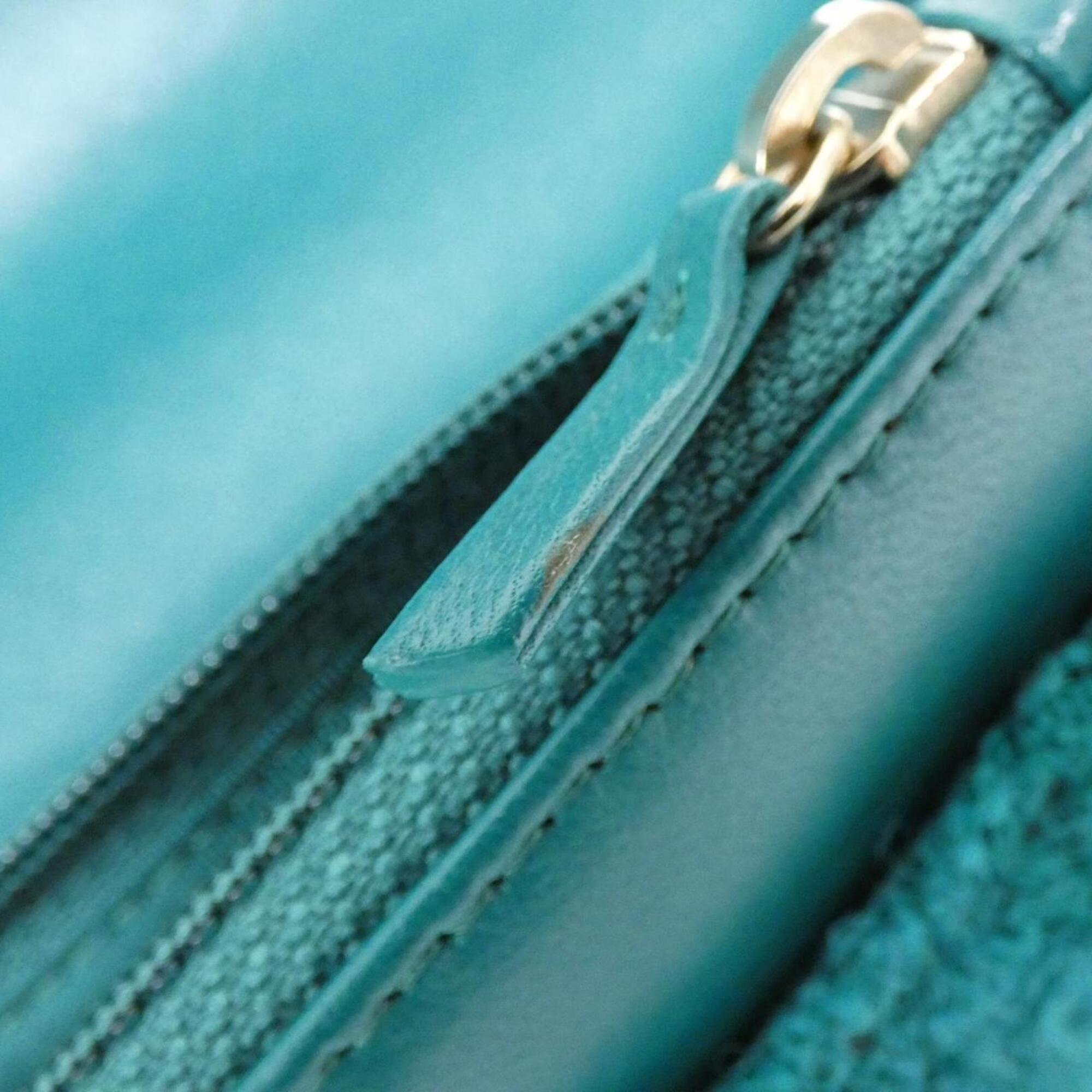 Chanel Green Wool Leather Chain/Shoulder Wallet (Pre-Owned)