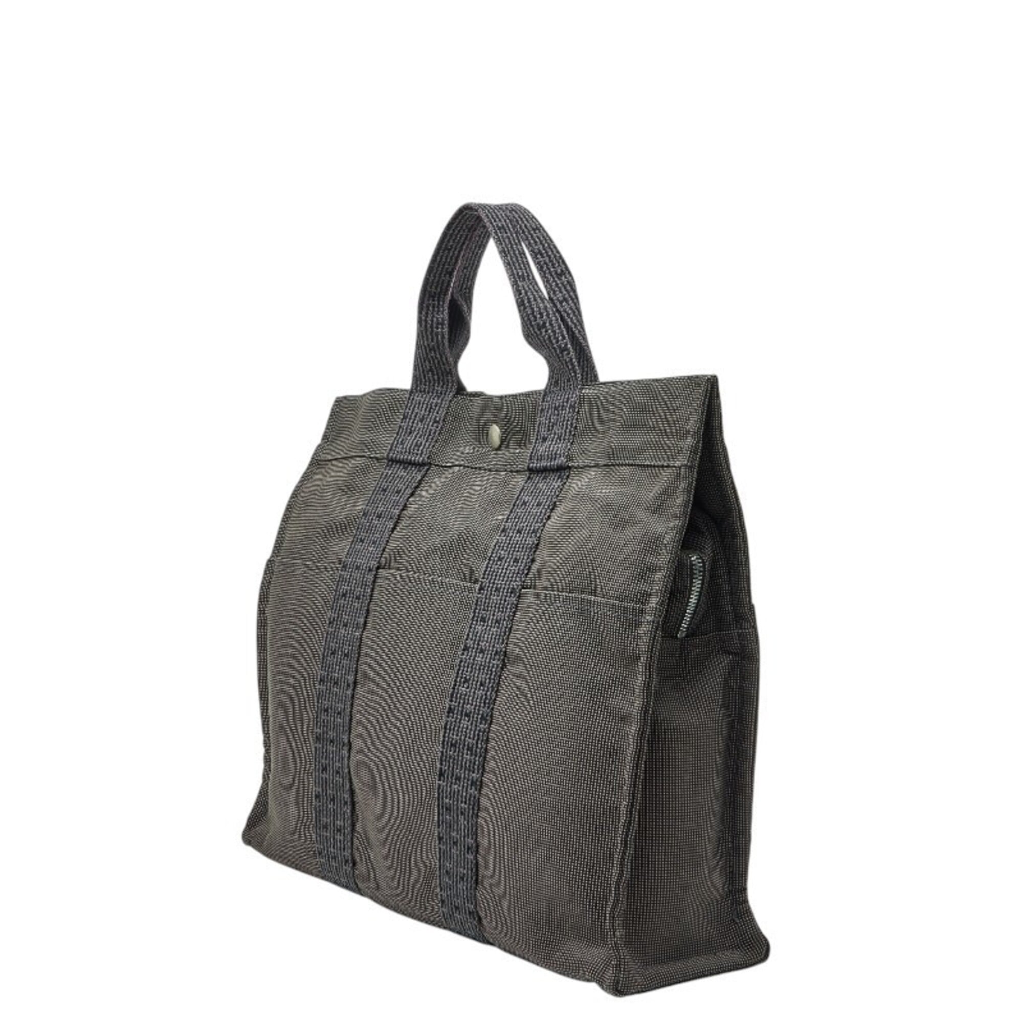 Hermes Her Line Gray Canvas Handbag Tote Bag (Pre-Owned)