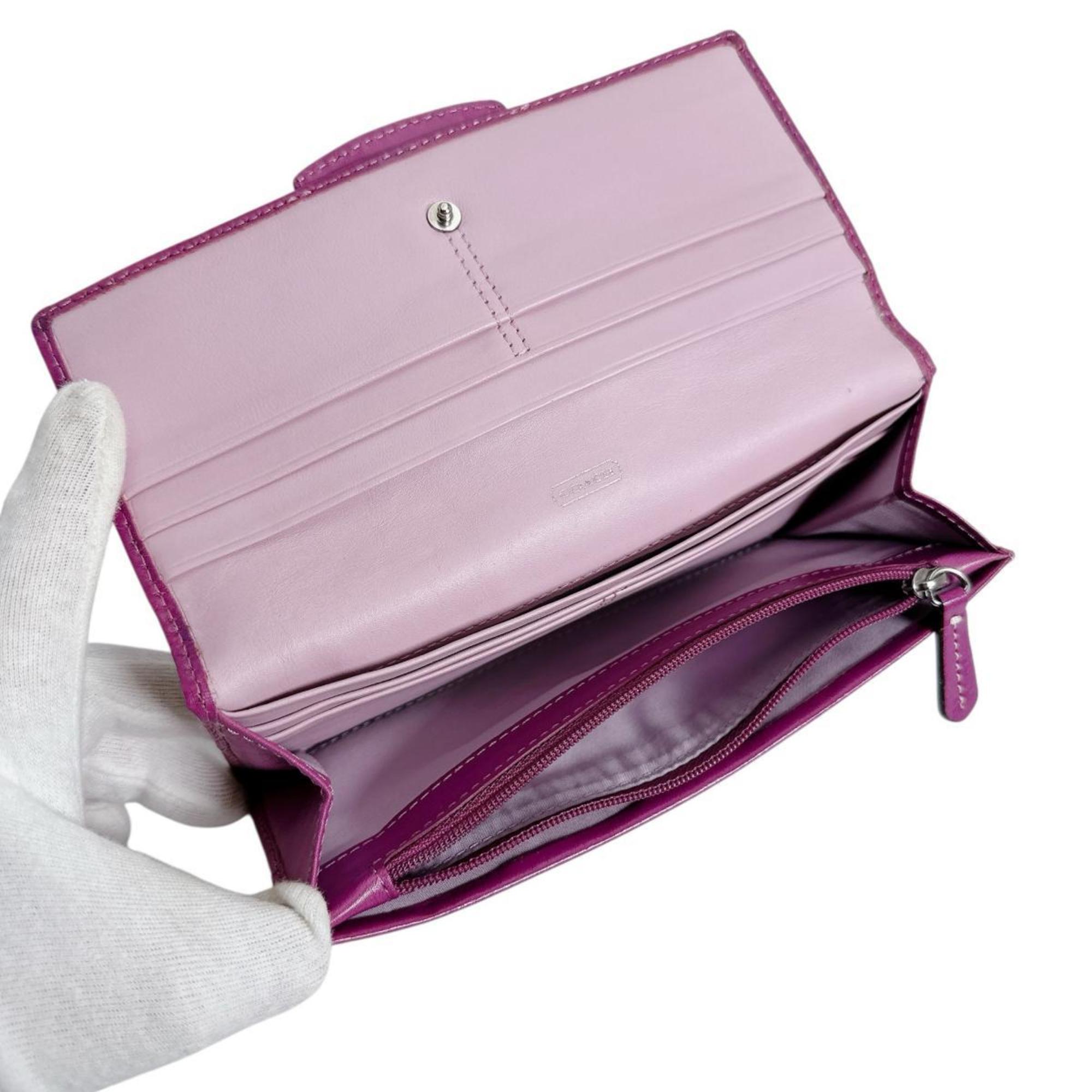 Coach Brown Purple Signature Line Long Wallet (Bi-Fold) (Pre-Owned)
