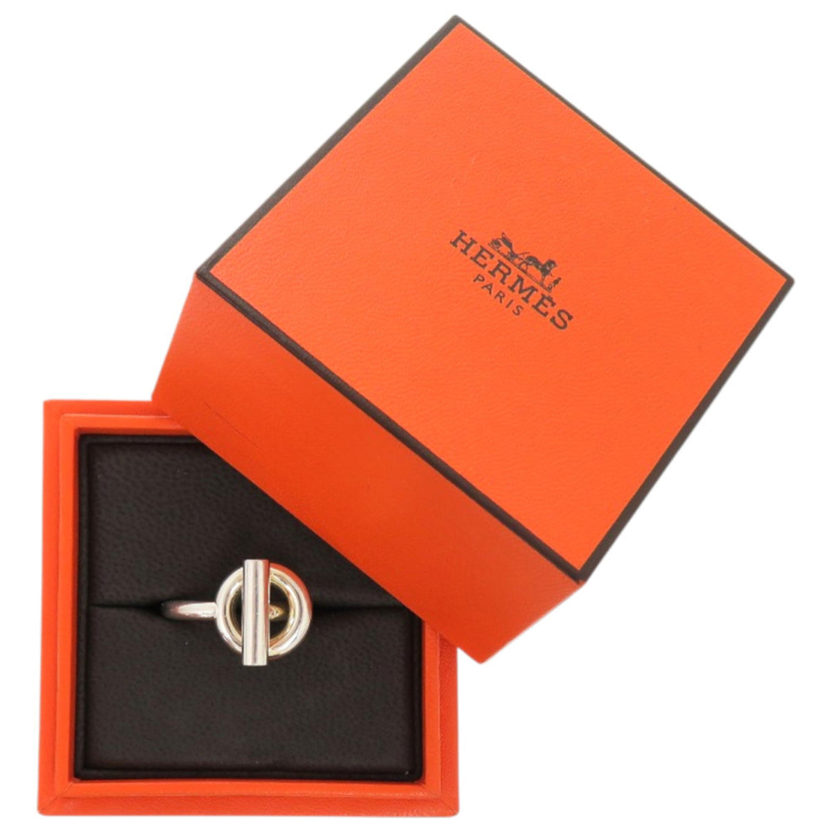 Hermes Gold Silver Silver 925 Band Ring (Pre-Owned)
