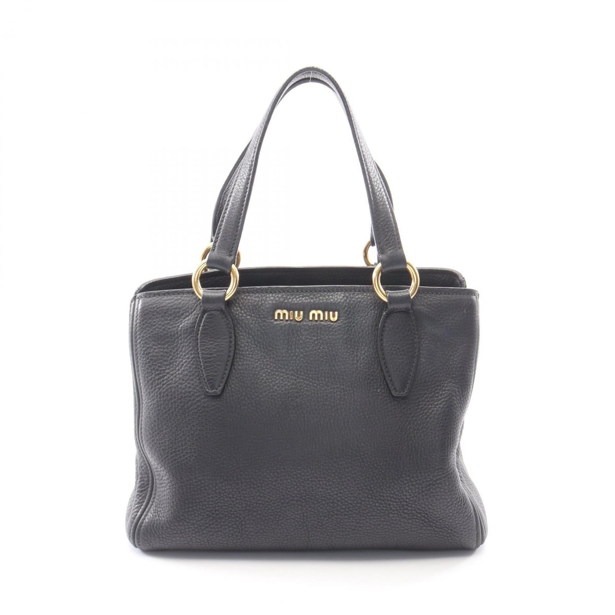 Miu Miu Black Leather Handbag Tote Bag (Pre-Owned)