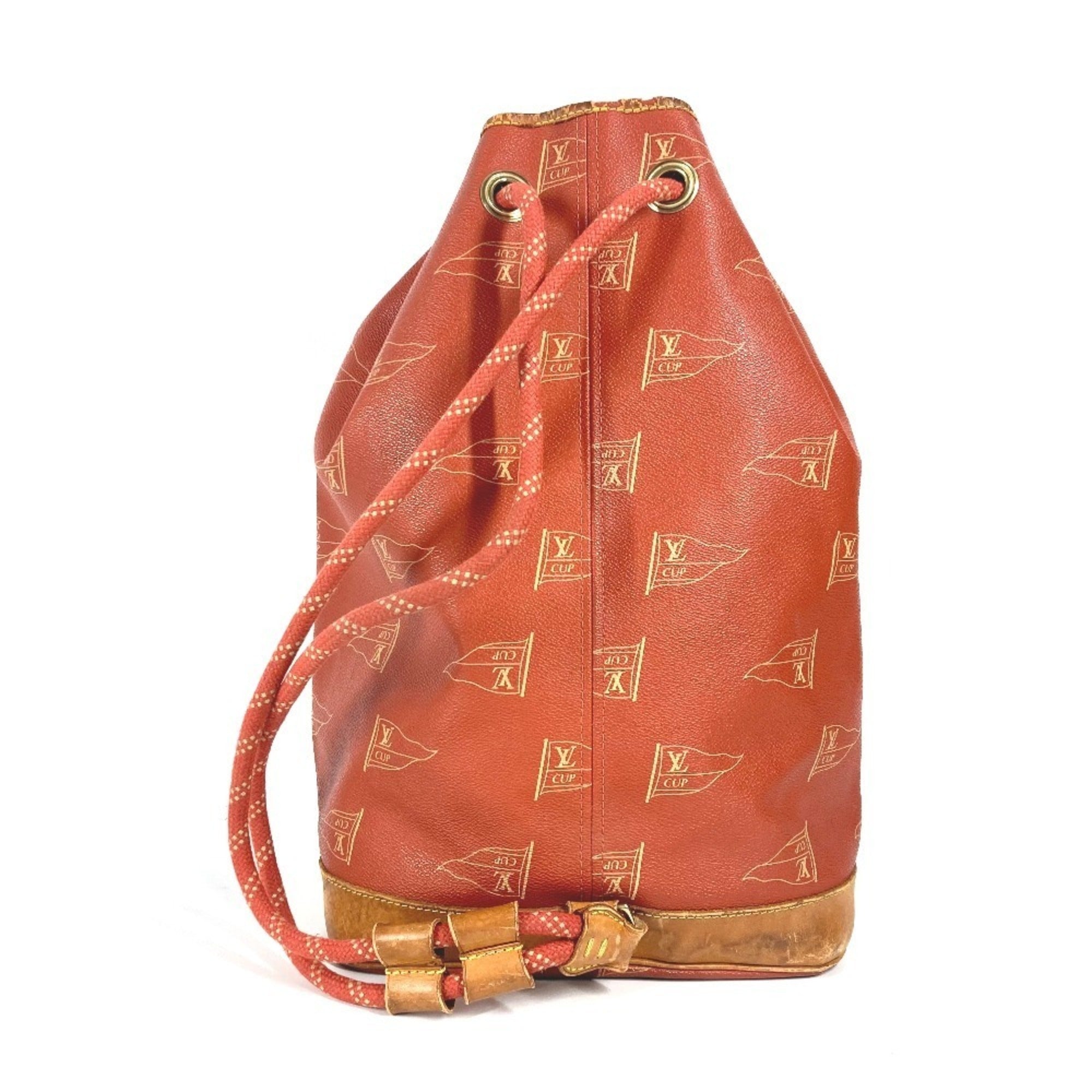 Louis Vuitton Orange Leather Canvas Shoulder Bag (Pre-Owned)