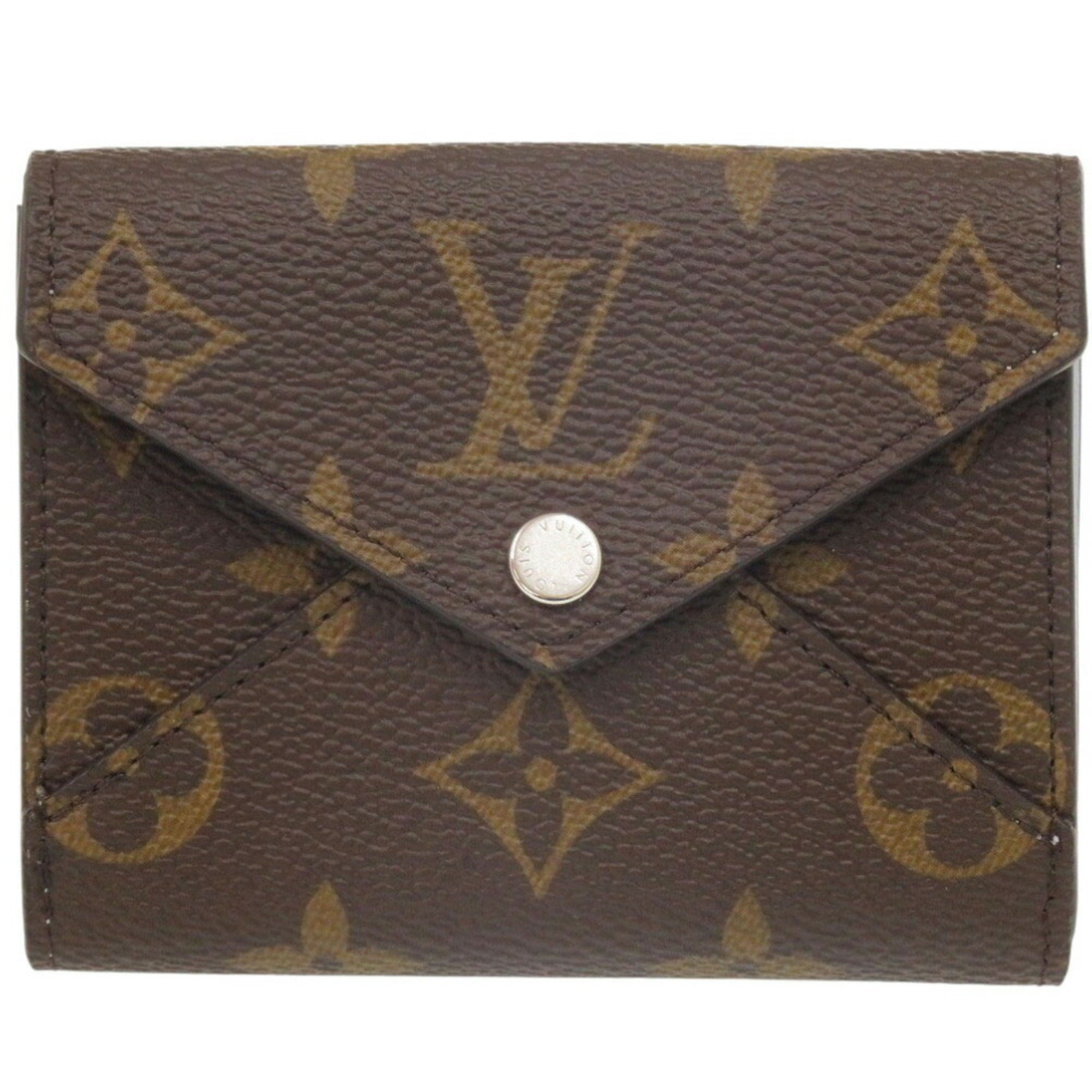 Louis Vuitton Blue Brown Monogram Monogram Leather Wallet (Tri-Fold) (Pre-Owned)