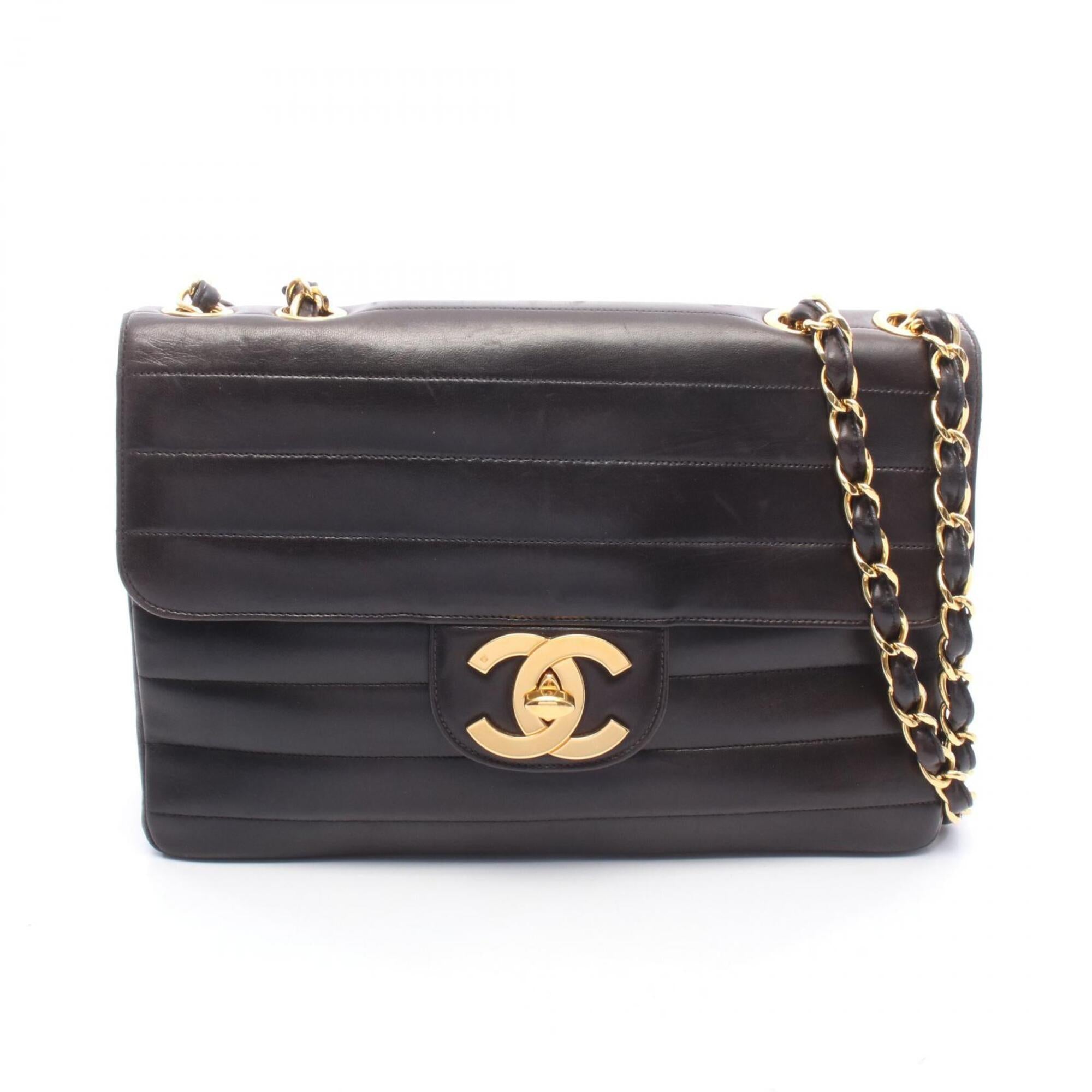 Chanel Black Leather Handbag Shoulder Bag (Pre-Owned)