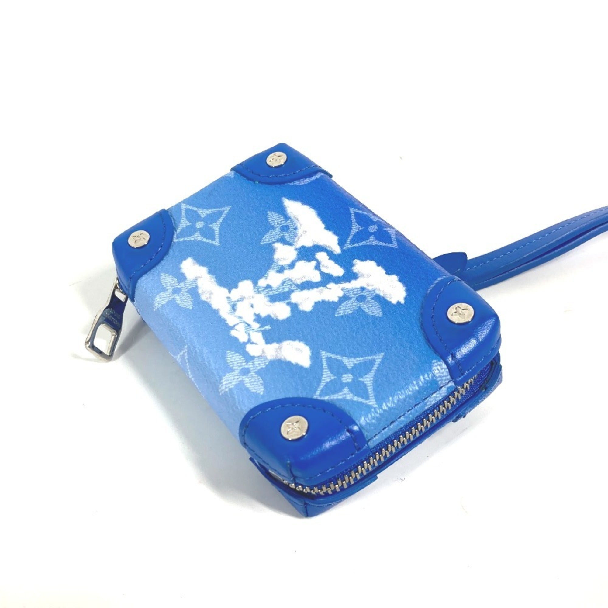 Louis Vuitton Blue White Leather Coin Purse/Coin Case (Pre-Owned)