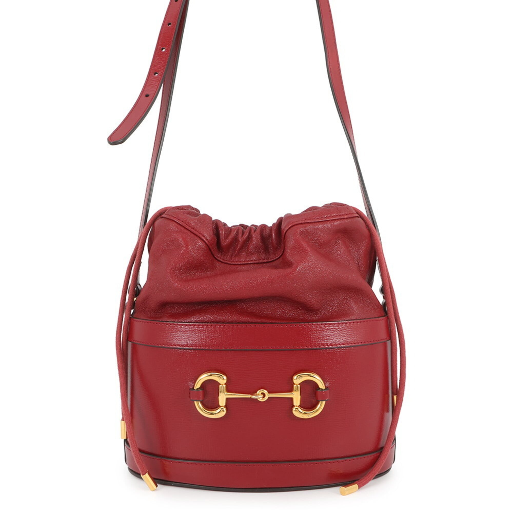 Gucci Horsebit Red Color Leather Handbag Shoulder Bag (Pre-Owned)