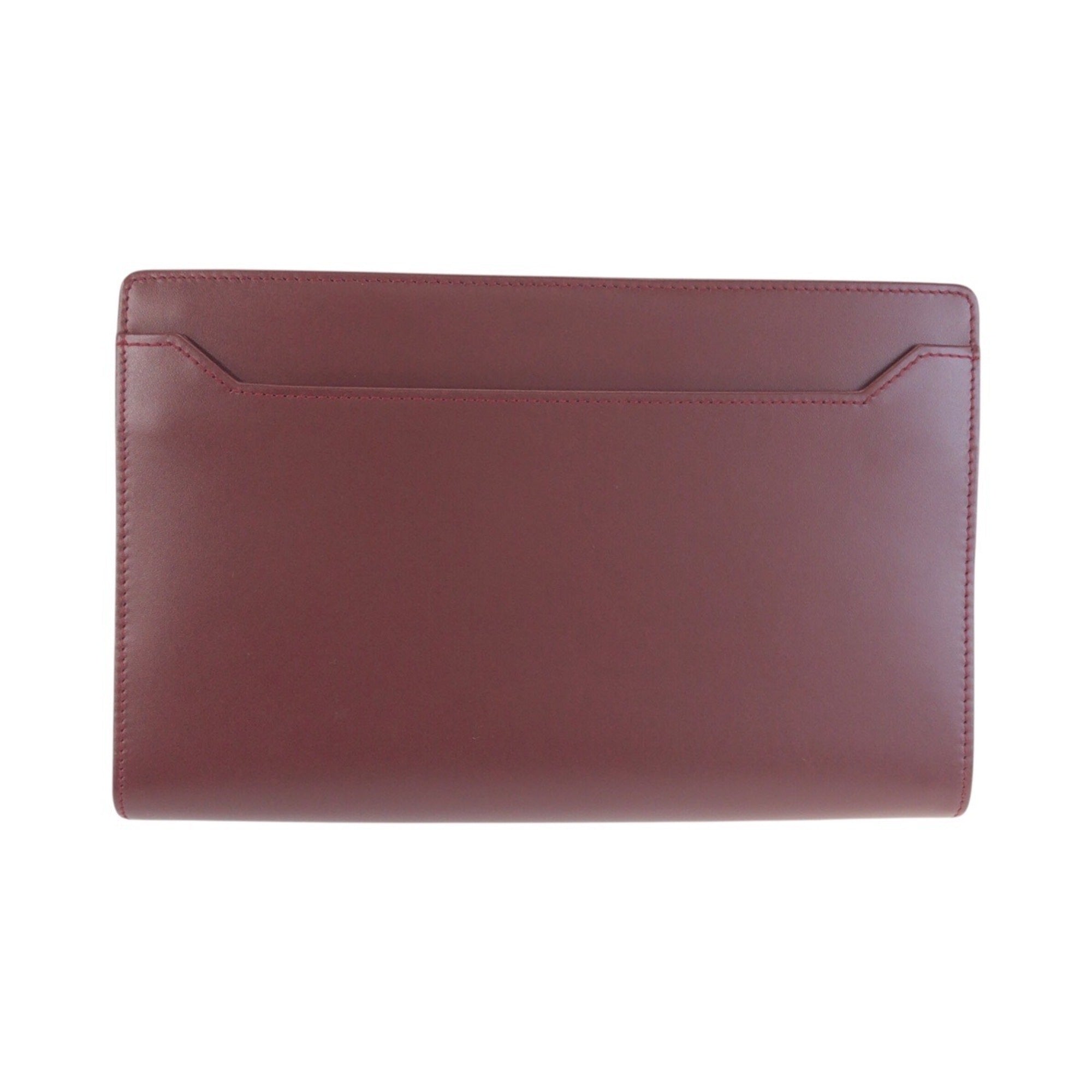 Cartier Bordeaux Wine Red Leather Clutch Bag (Pre-Owned)