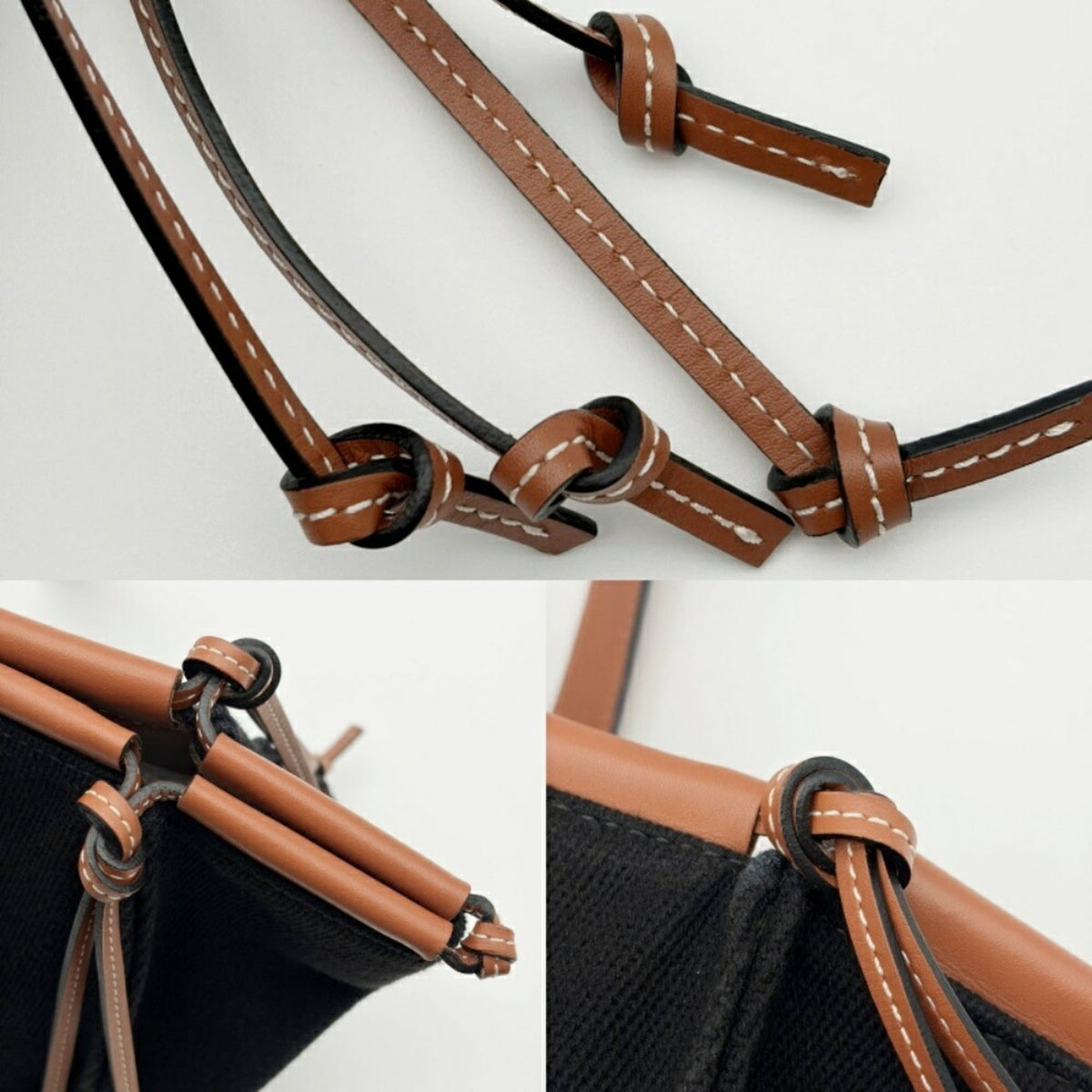 Loewe Black Canvas Leather Shoulder Bag Tote Bag (Pre-Owned)