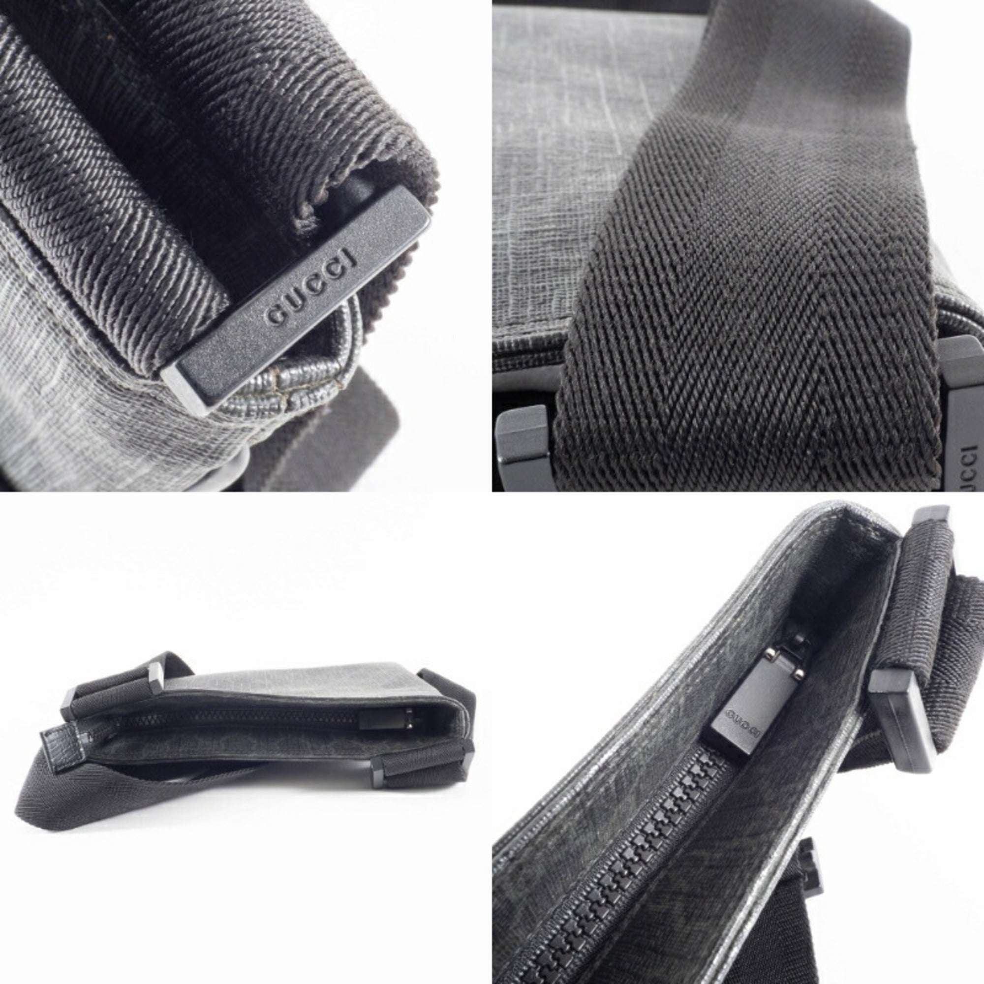 Gucci Gray Gg Supreme Leather Shoulder Bag (Pre-Owned)