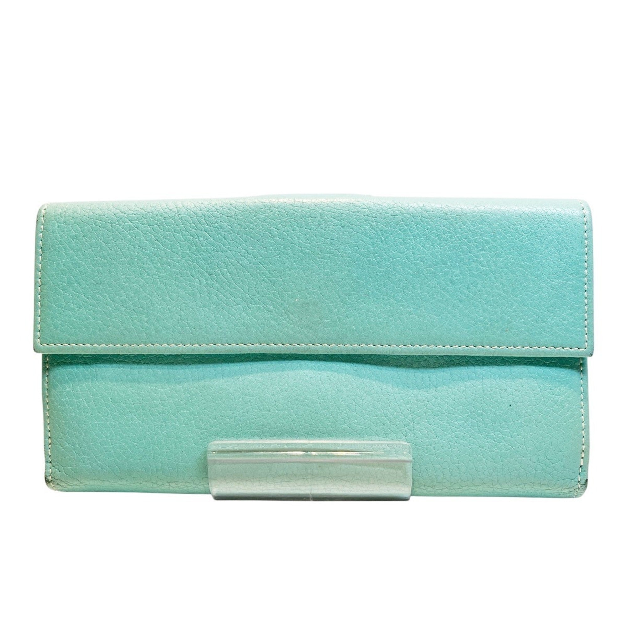 Tiffany Blue Emerald Green Leather Long Wallet (Bi-Fold) (Pre-Owned)