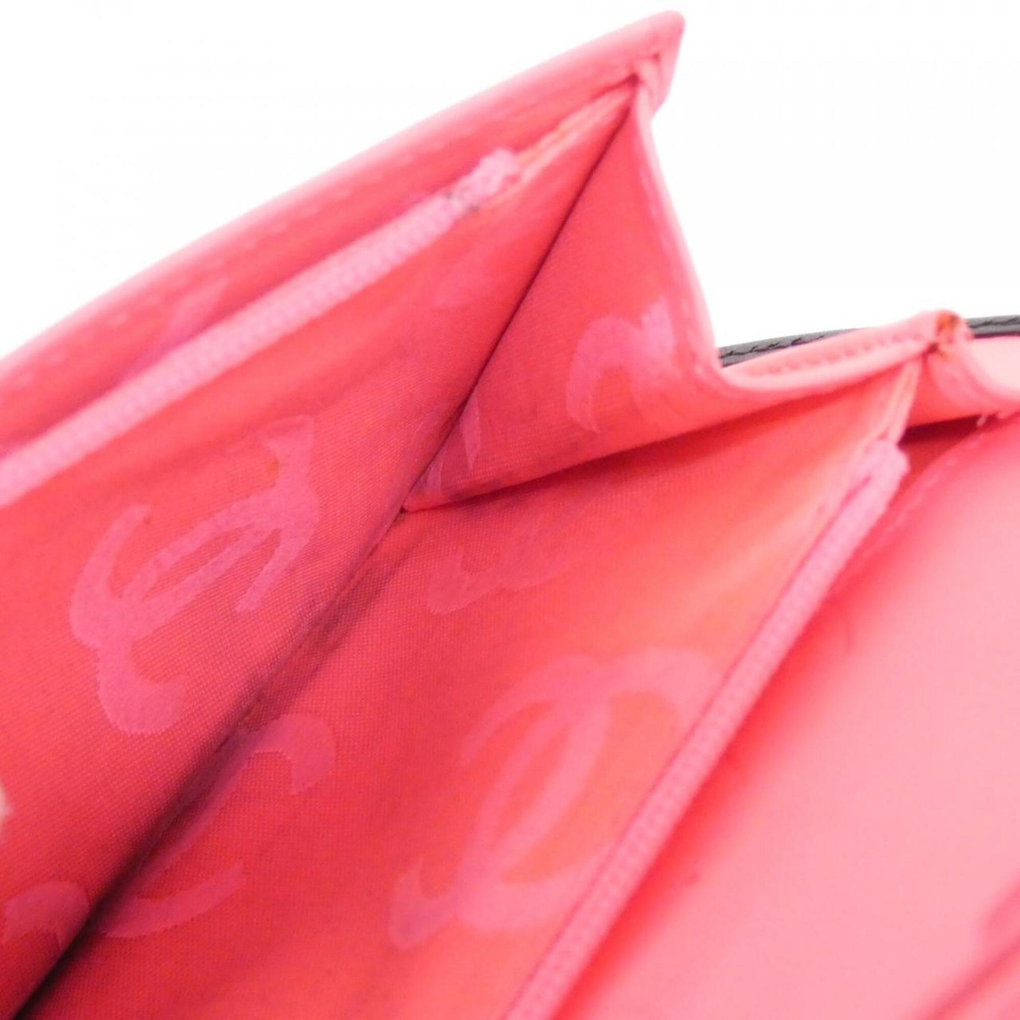 Chanel Black Pink Leather Long Wallet (Bi-Fold) (Pre-Owned)