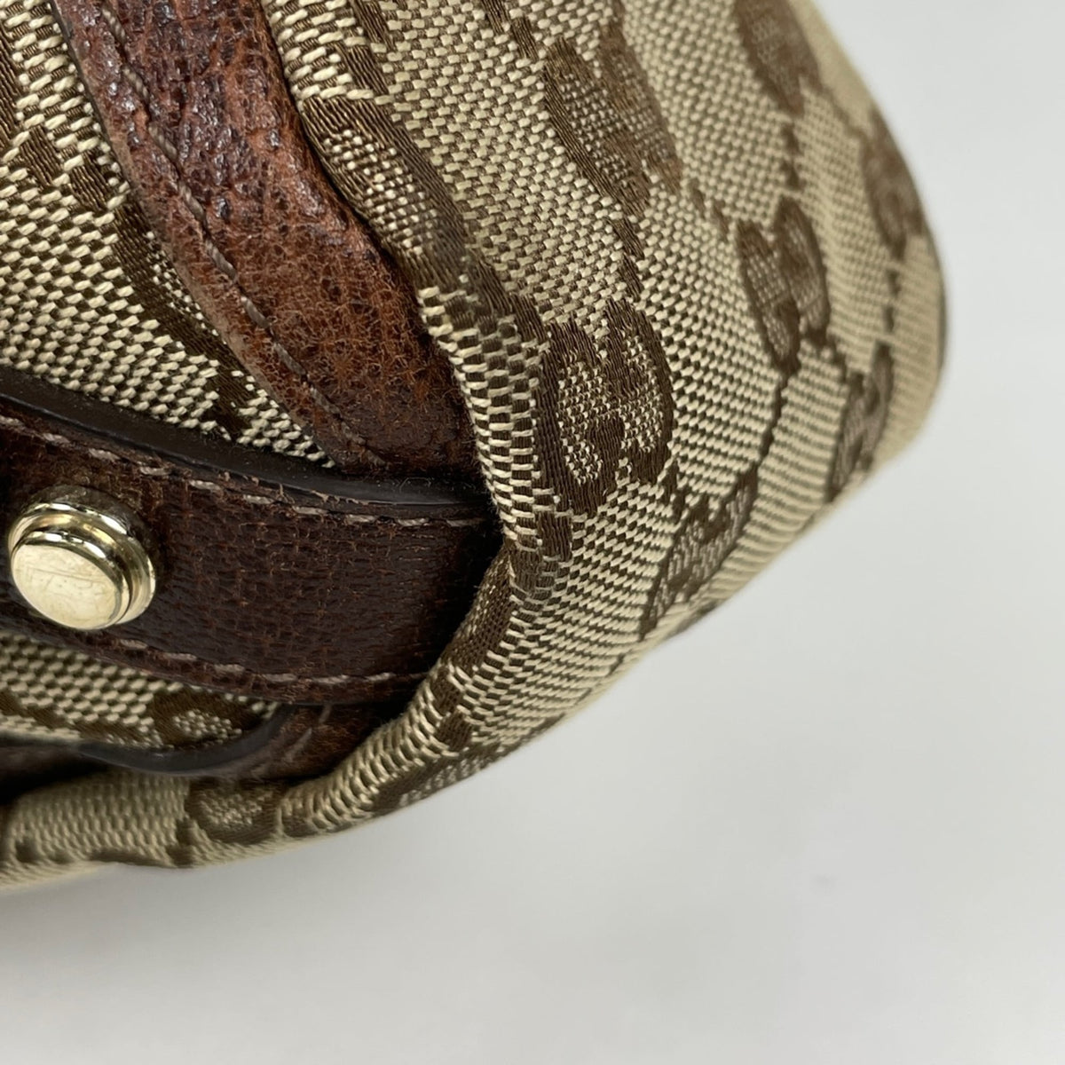 Gucci Abbey Beige Brown Gg Canvas Leather Tote Bag (Pre-Owned)
