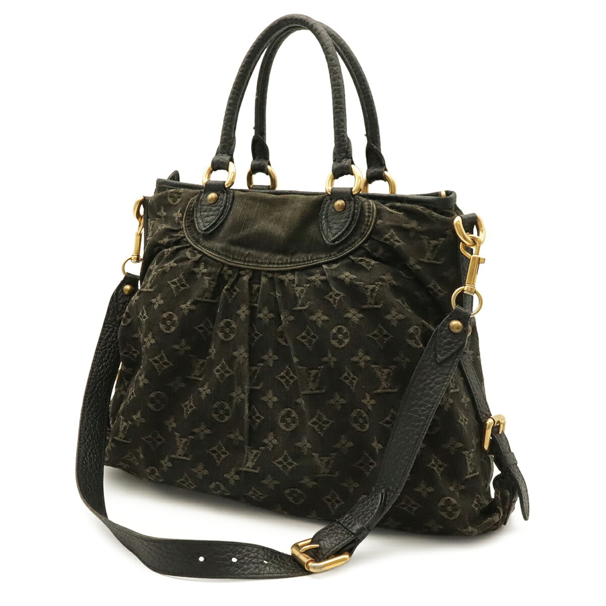 Louis Vuitton Noir Denim Canvas Shoulder Bag Tote Bag (Pre-Owned)