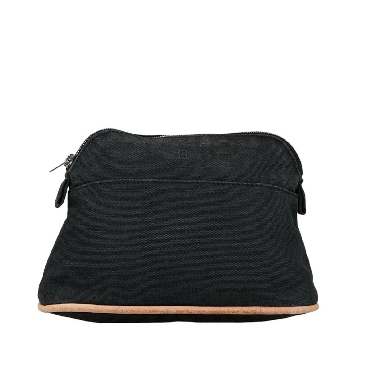 Hermes Black Canvas Leather Pouch (Pre-Owned)