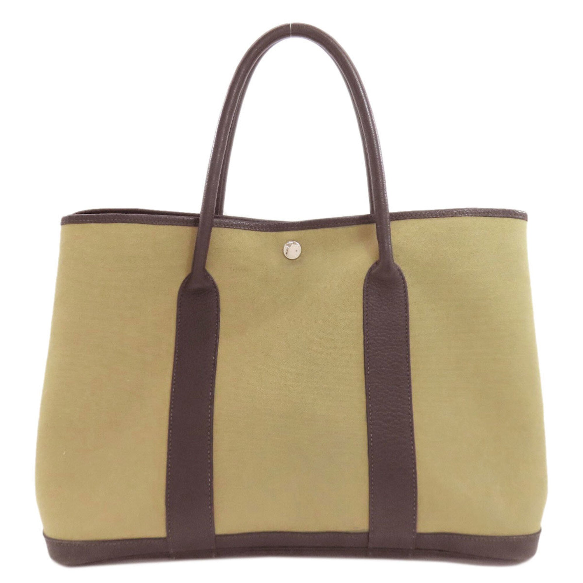 Hermes Garden Khaki Toile Officier Tote Bag (Pre-Owned)