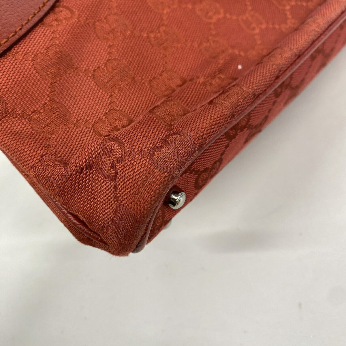 Gucci Red Color Canvas Tote Bag (Pre-Owned)
