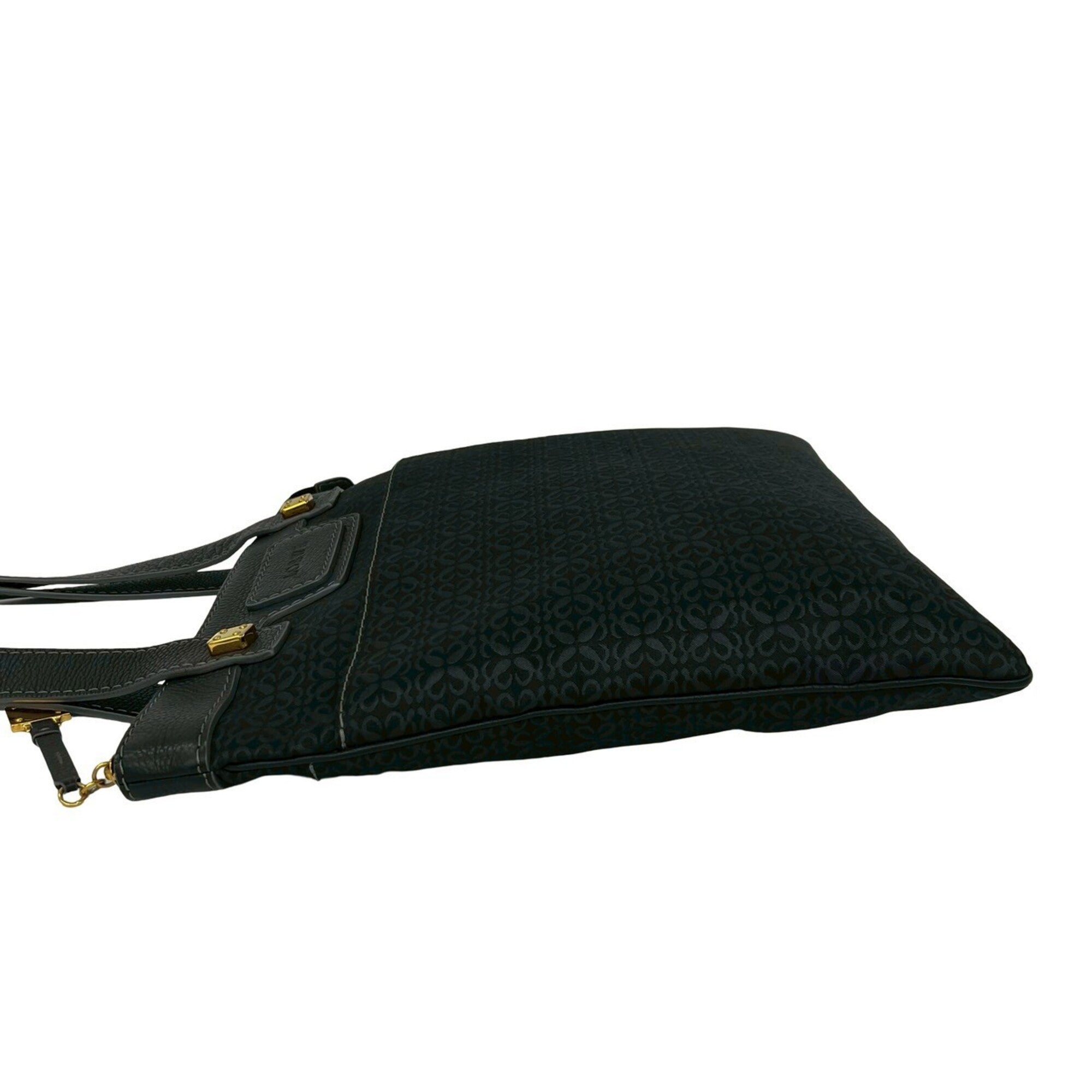 Loewe Black Canvas Leather Handbag Tote Bag (Pre-Owned)