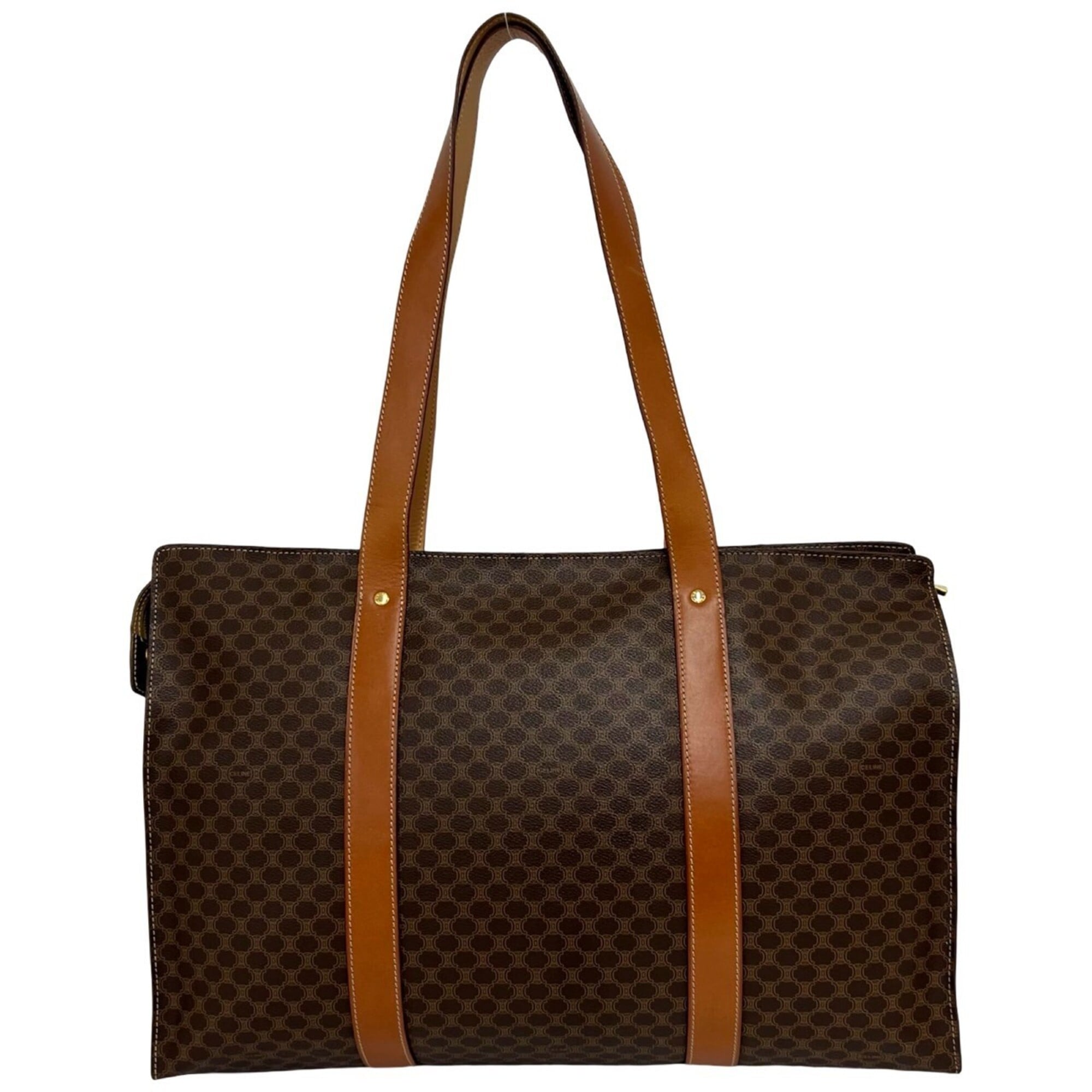 Celine Brown Pvc Leather Boston Bag Shoulder Bag Tote Bag (Pre-Owned)