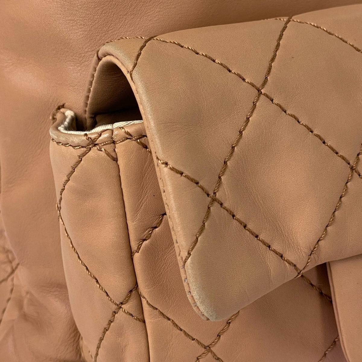 Chanel Matelasse Beige Leather Backpack (Pre-Owned)