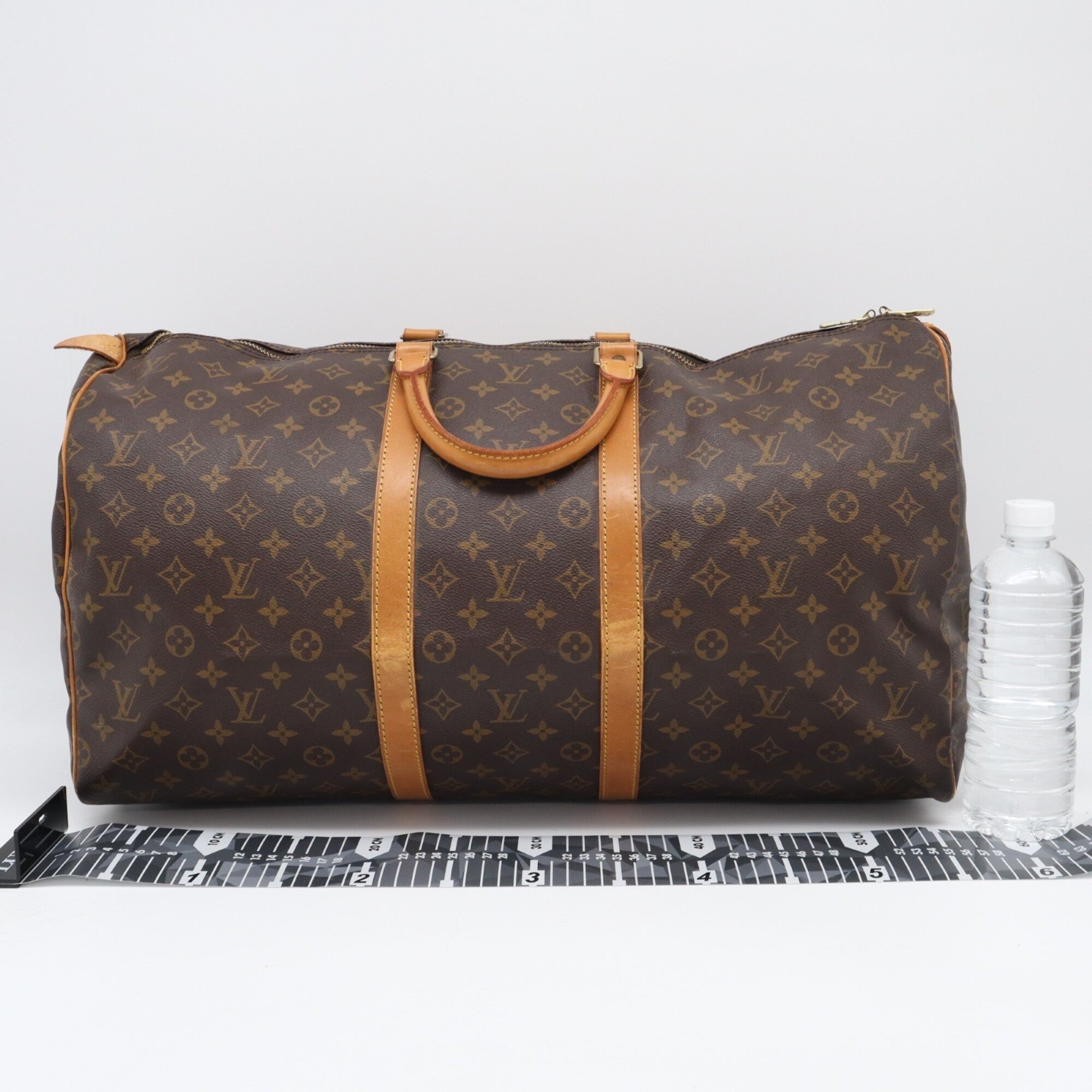 Louis Vuitton Monogram Beige Brown Coated Canvas Leather Boston Bag (Pre-Owned)