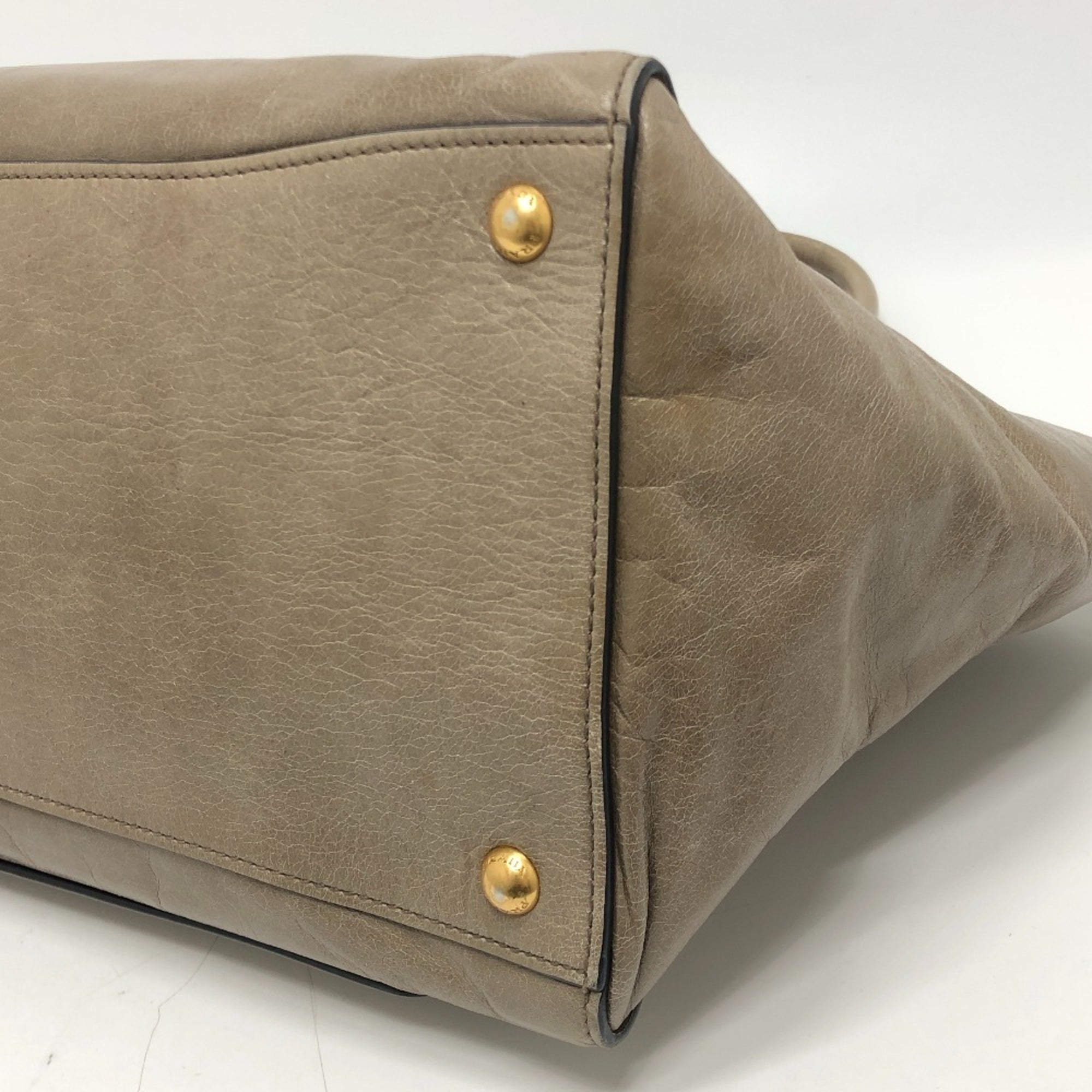 Prada Brown Leather Handbag Shoulder Bag Tote Bag (Pre-Owned)
