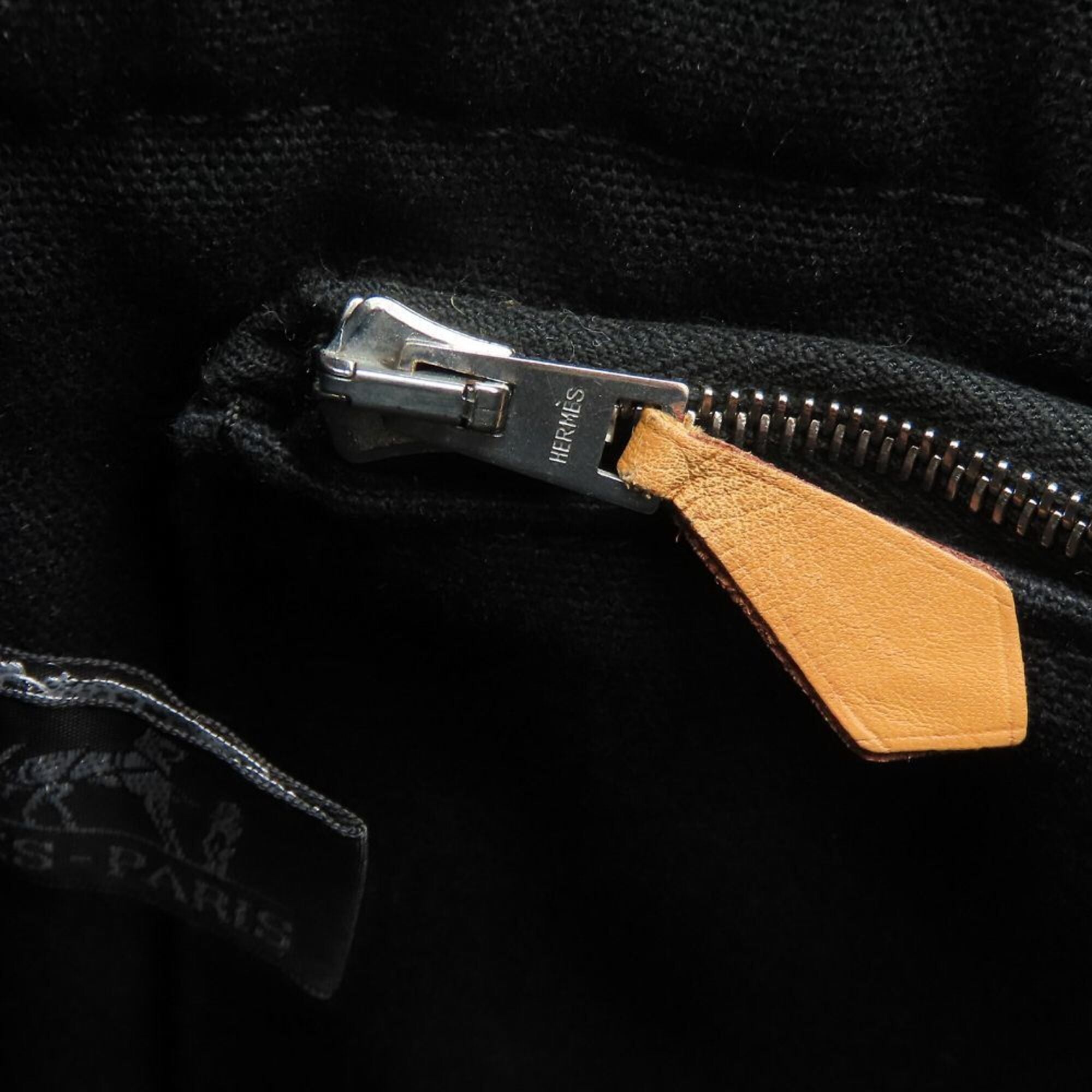 Hermes Black Gray Canvas Handbag (Pre-Owned)