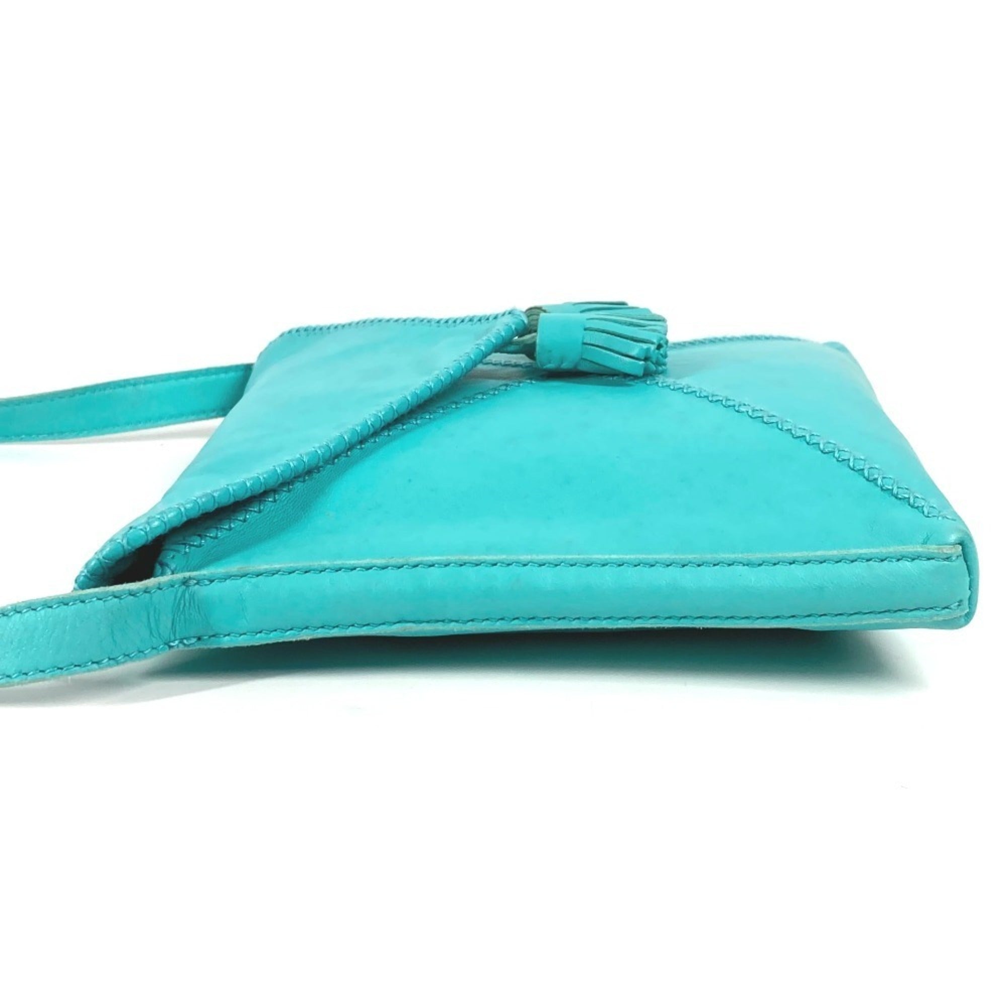 Hermes Turquoise Leather Pochette Shoulder Bag (Pre-Owned)