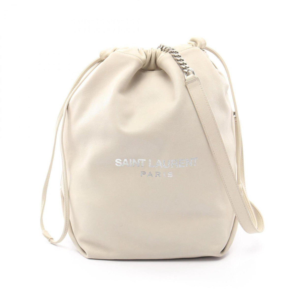 Saint Laurent Ivory Leather Handbag Pouch Shoulder Bag (Pre-Owned)