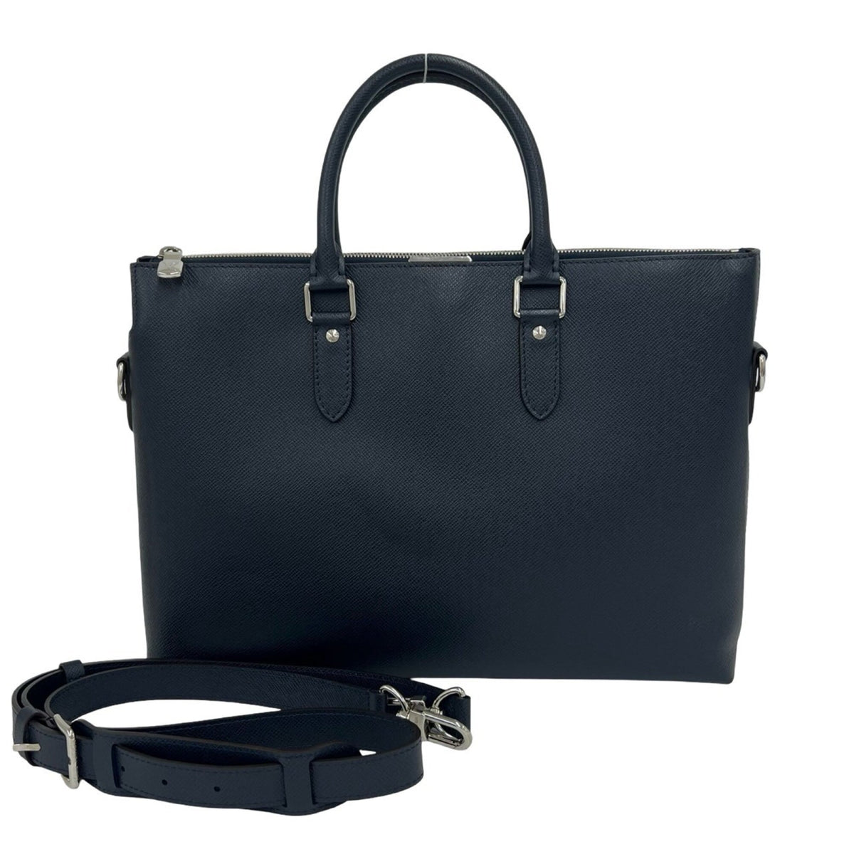 Louis Vuitton Navy Leather Briefcase Shoulder Bag (Pre-Owned)