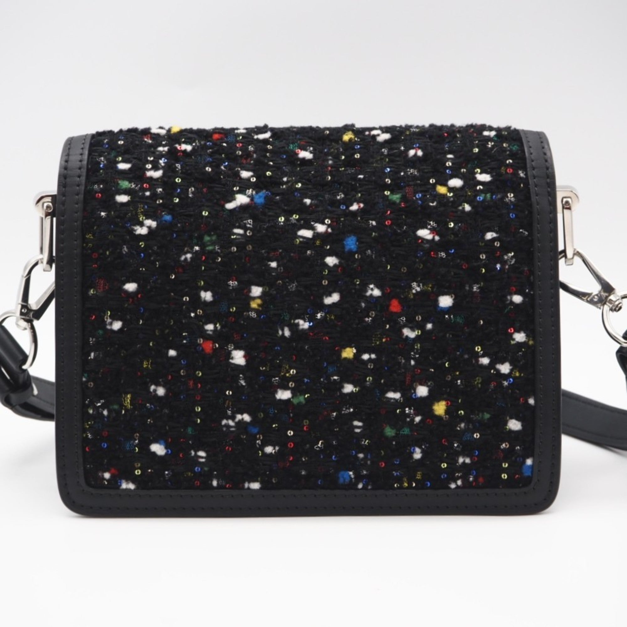 Louis Vuitton Black Multi-Color Tweed Spangles Leather Shoulder Bag (Pre-Owned)