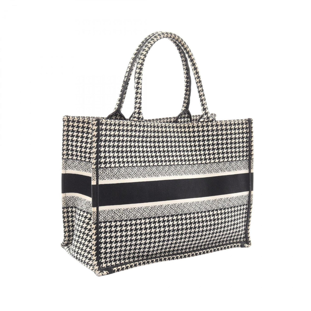 Christian Dior Black Ivory Canvas Handbag Tote Bag (Pre-Owned)